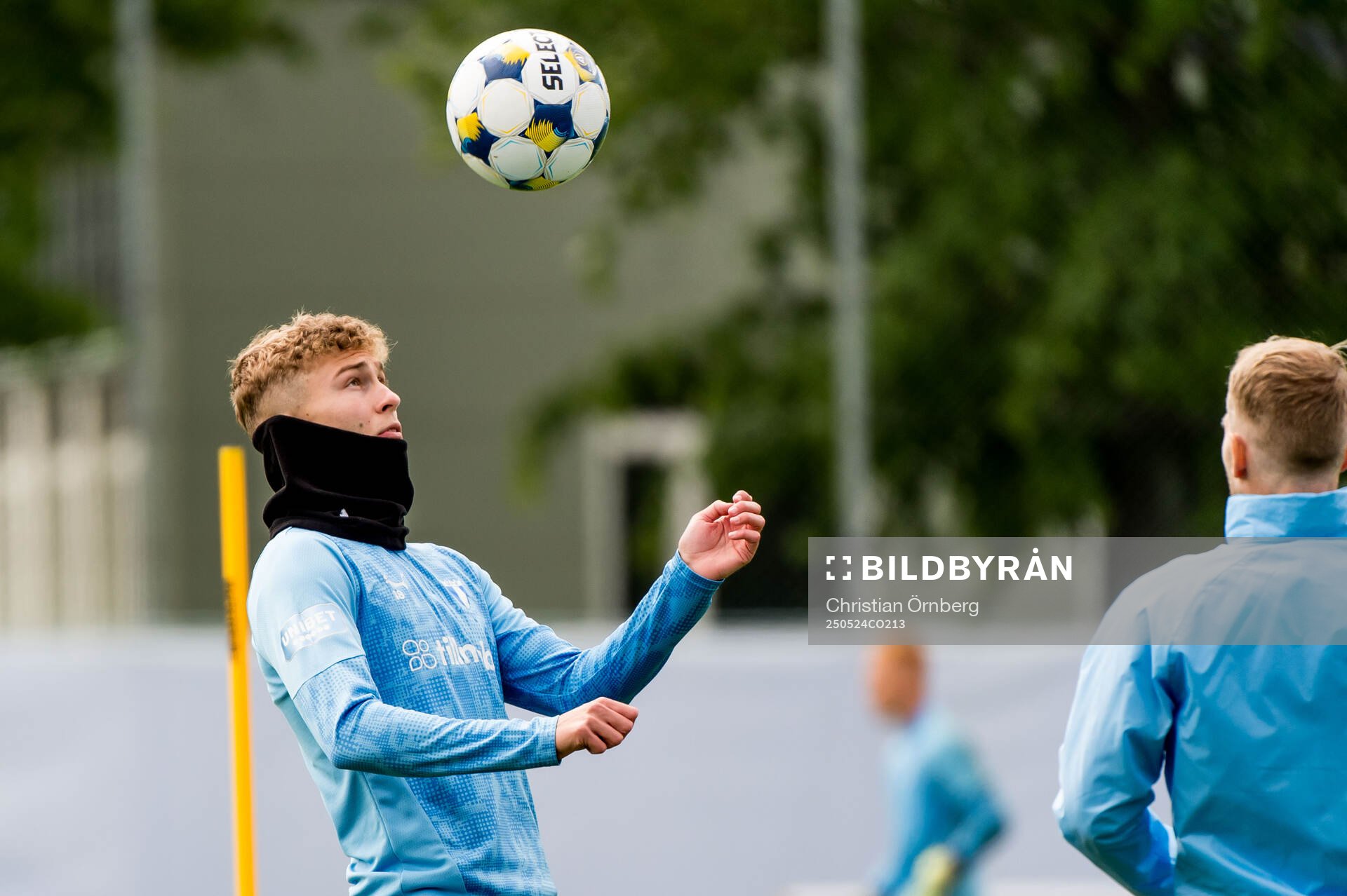 Hugo Bolin under en träning med Malmö FF den 24 maj 2025 i Malmö. 