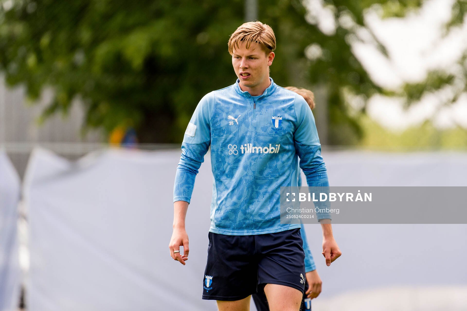 Nils Zätterström under en träning med Malmö FF den 24 maj 2025 i Malmö. 