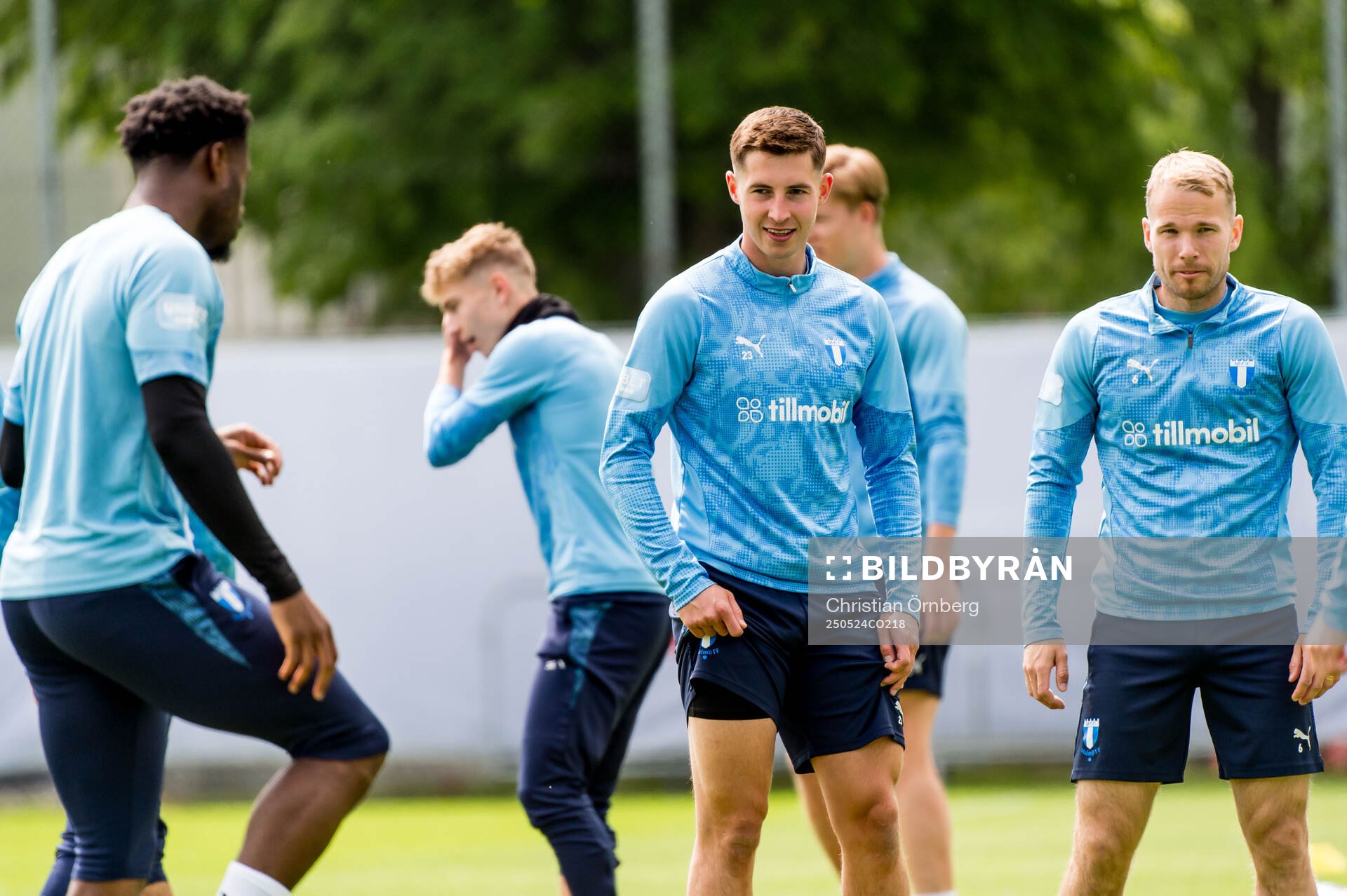 Lasse Berg Johnsen under en träning med Malmö FF den 24 maj 2025 i Malmö. 