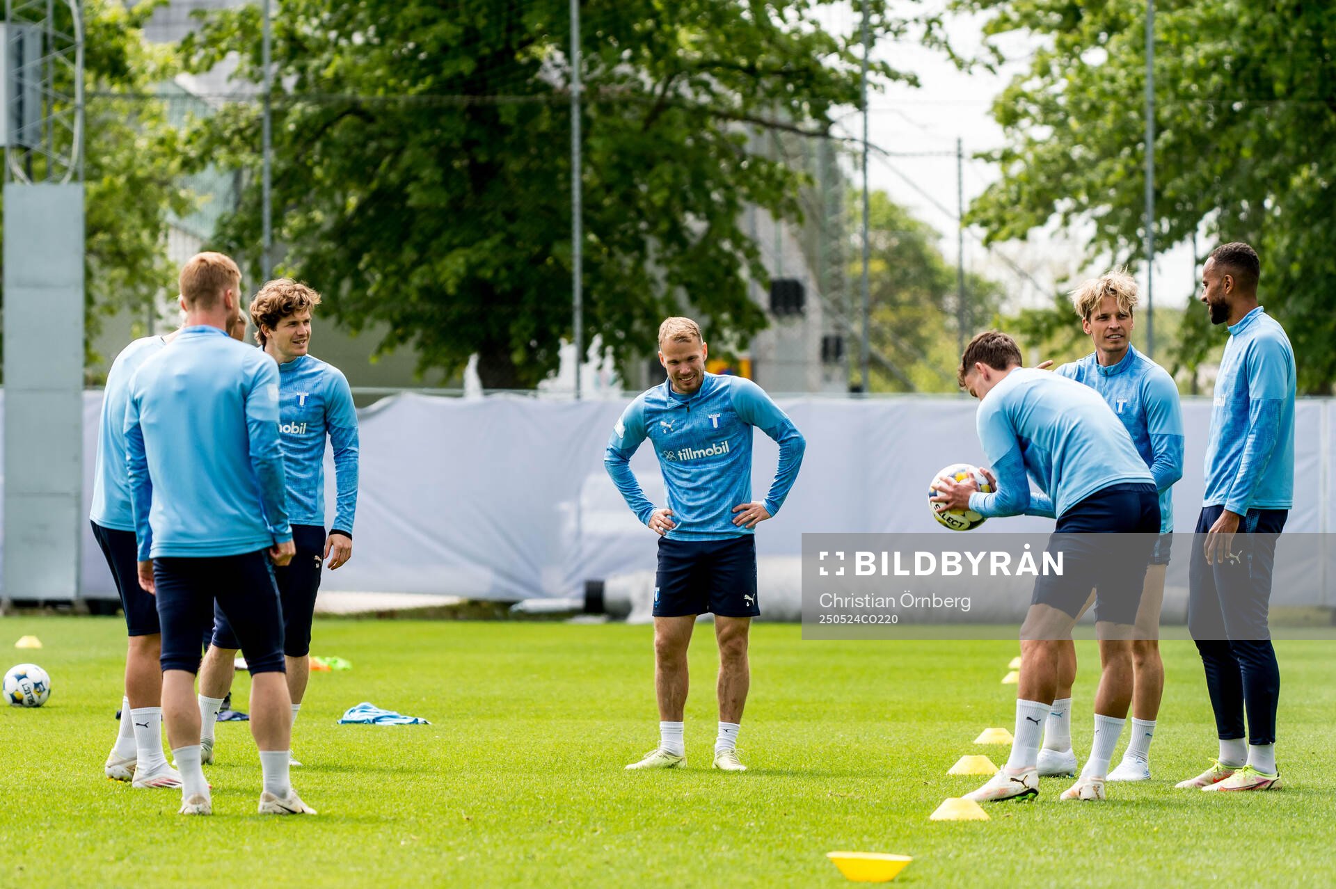 Spelare under en träning med Malmö FF den 24 maj 2025 i Malmö. 