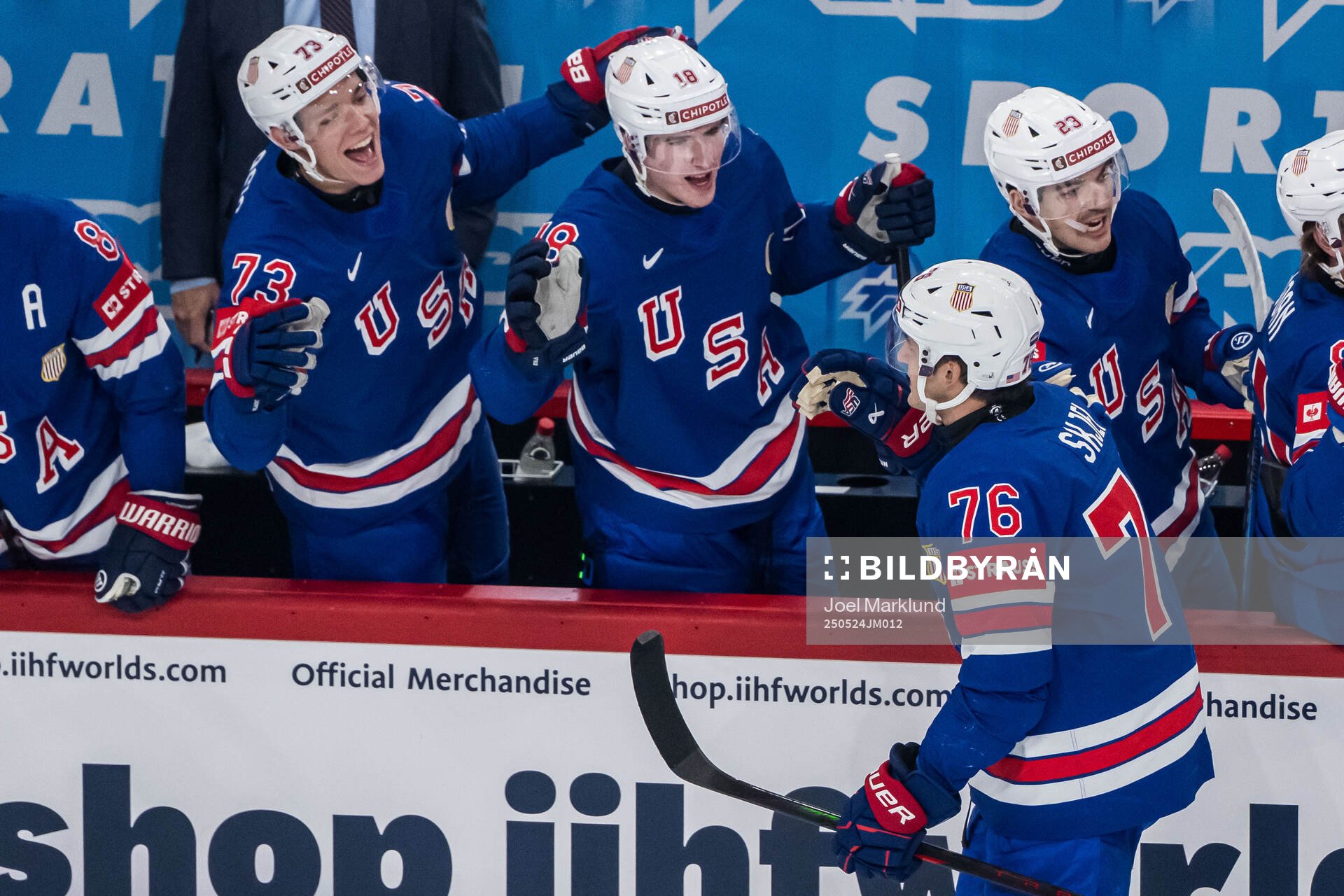 Brady Skjei of USA celebrates