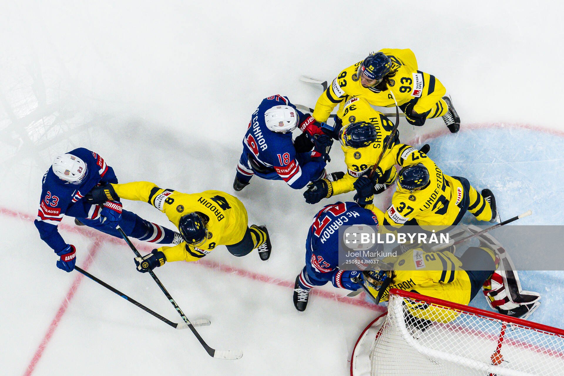 Michael Eyssimont, Drew O'Connor and Michael McCarron of