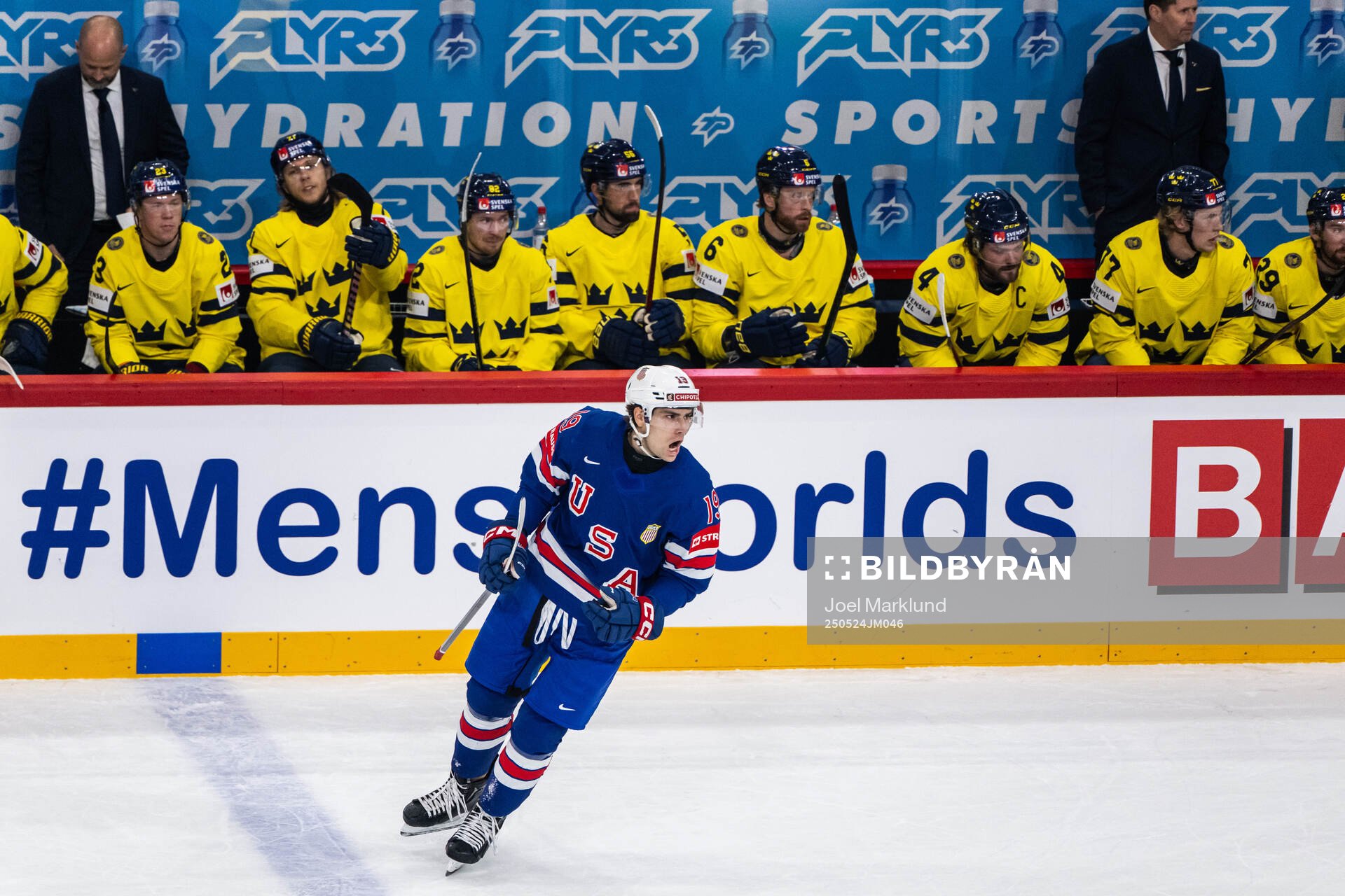 Cutter Gauthier of USA celebrates scoring the 0-2 goal