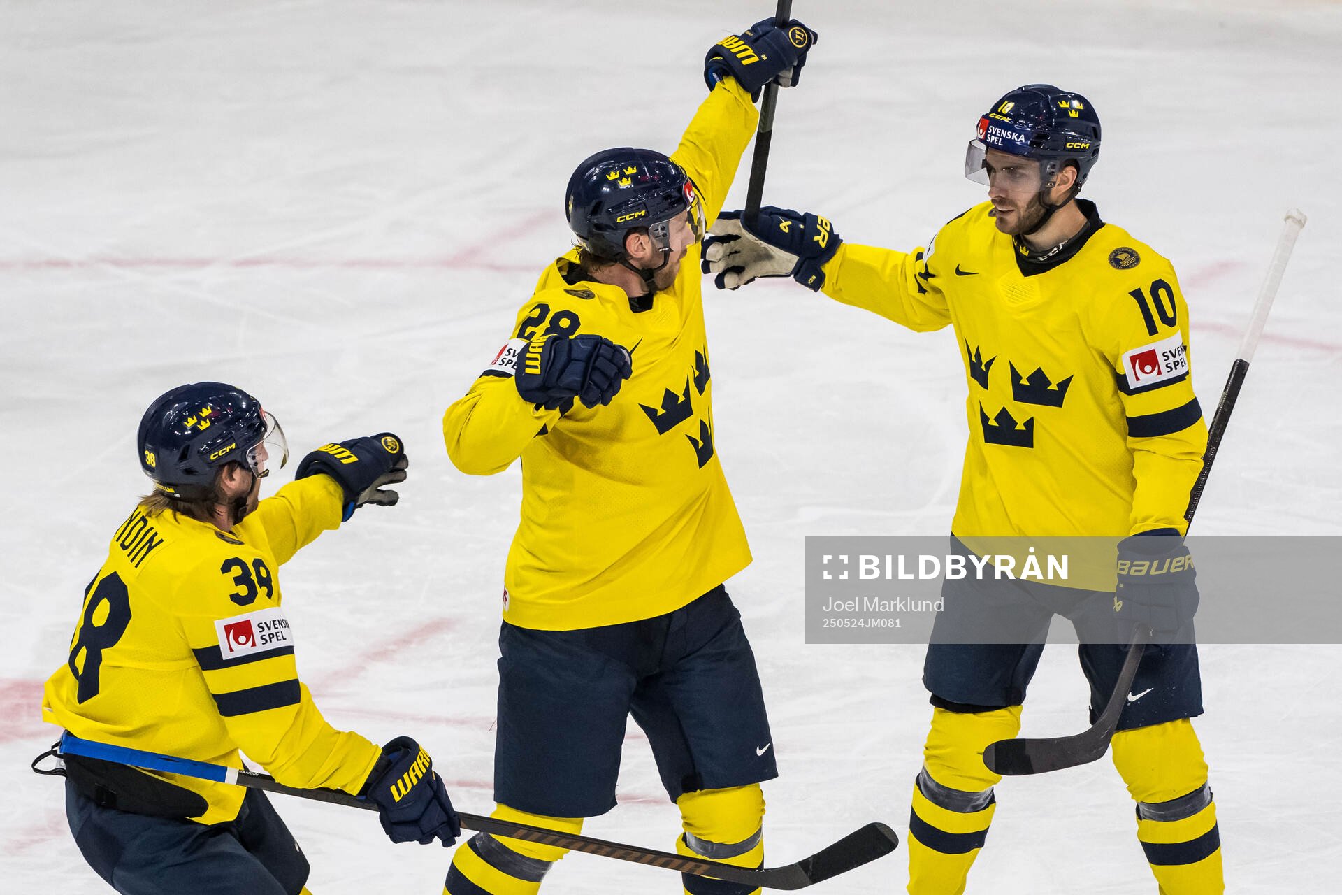 Rasmus Sandin, Elias Lindholm and Alexander Wennberg of