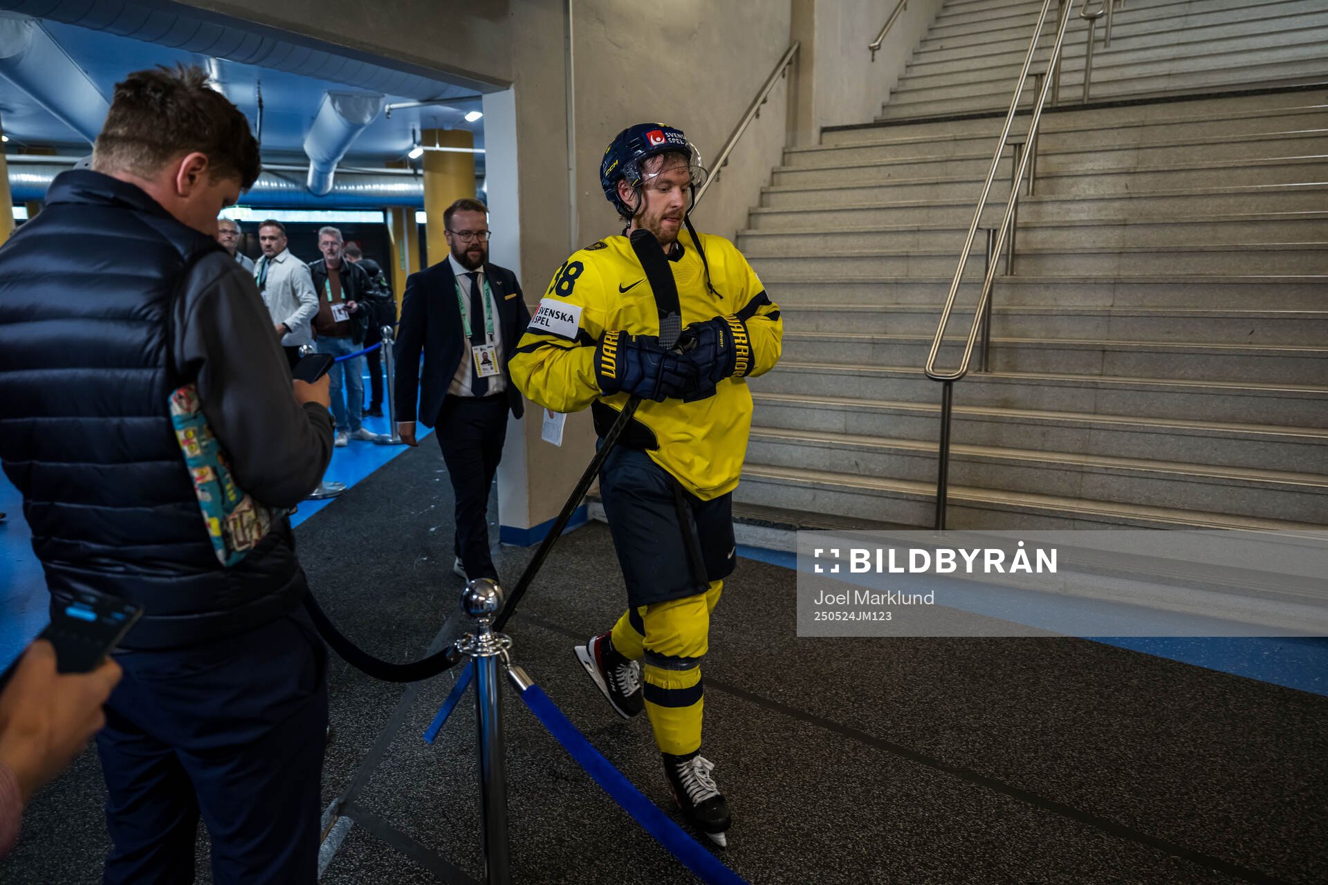 Rasmus Sandin of Sweden in mixed zone