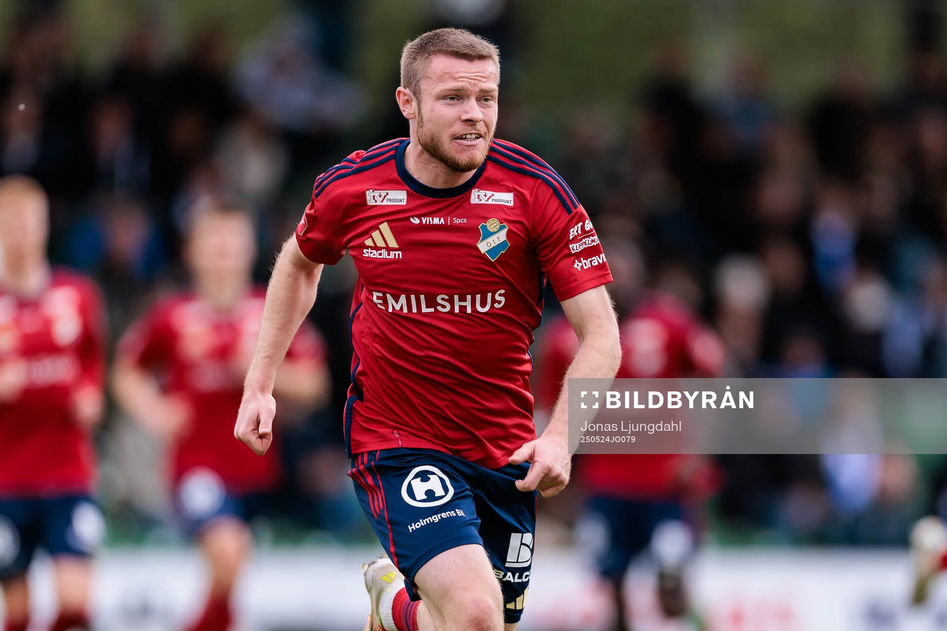 Östers Daniel Ljung under fotbollsmatchen i Allsvenskan mellan Värnamo och Öster den 24 maj 2025 i Värnamo. 