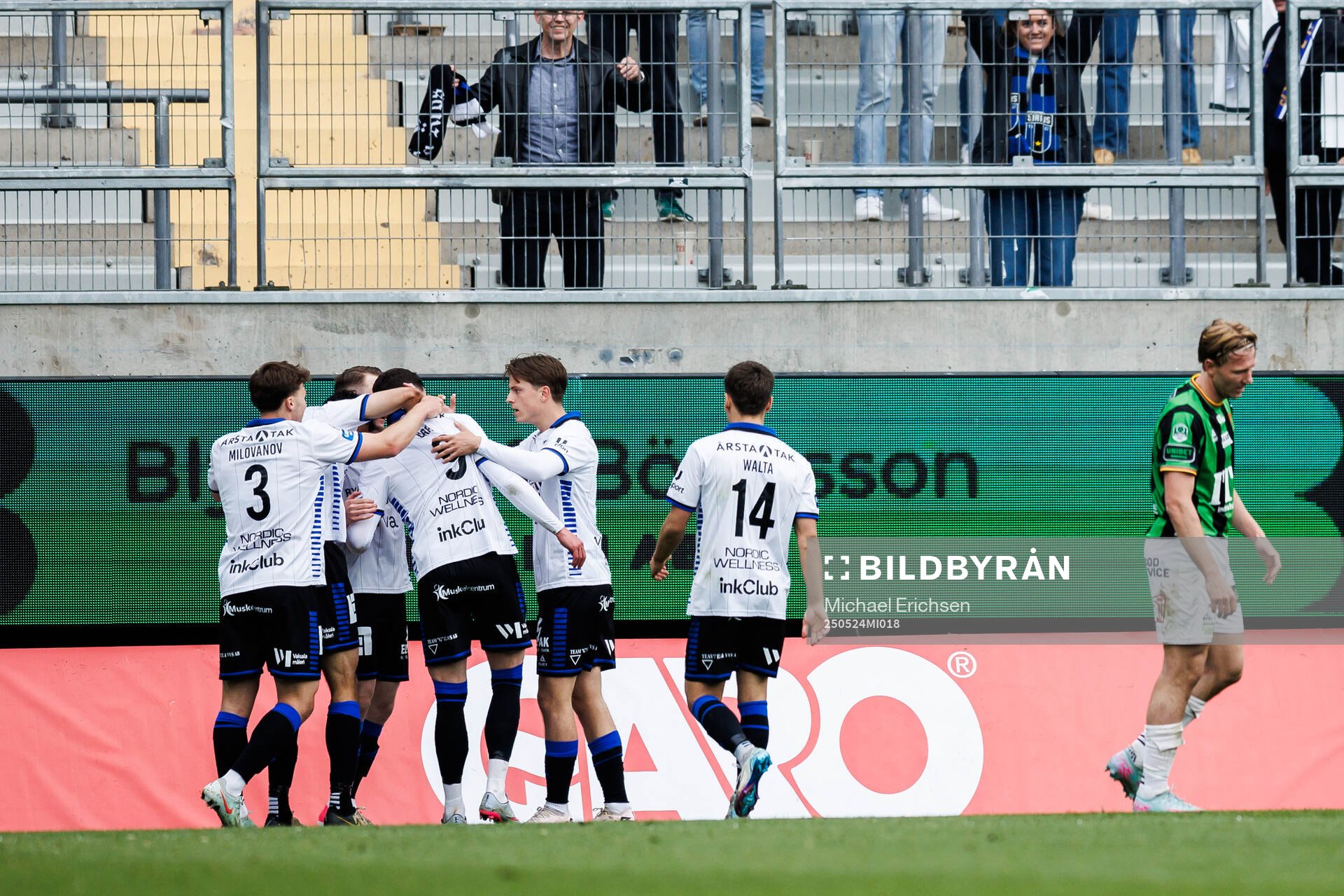 Sirius Robbie Ure jublar efter 0-1 under fotbollsmatchen i Allsvenskan mellan GAIS och Sirius den 24 maj 2025 i Göteborg. 