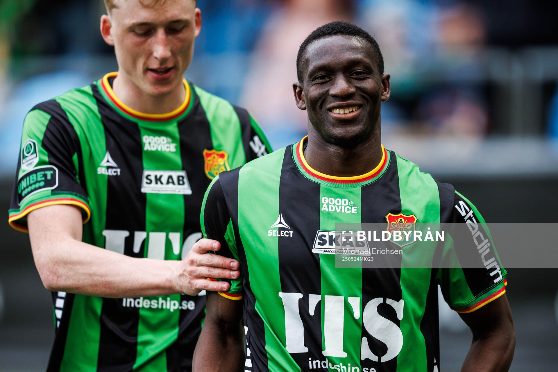 GAIS Ibrahim Diabate jublar efter 2-1 under fotbollsmatchen i Allsvenskan mellan GAIS och Sirius den 24 maj 2025 i Göteborg. 