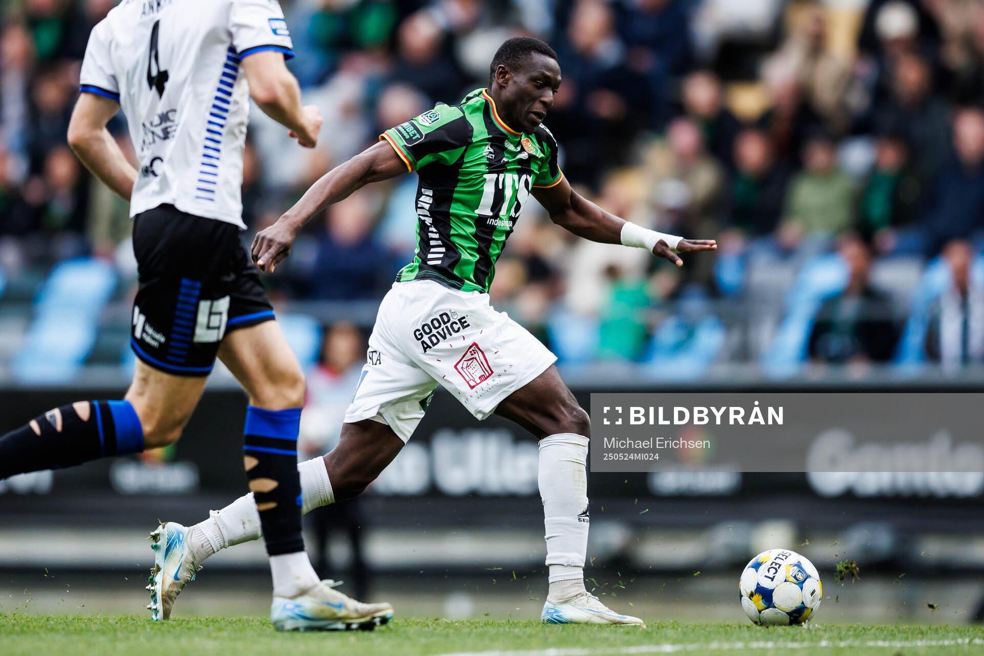 GAIS Ibrahim Diabate under fotbollsmatchen i Allsvenskan mellan GAIS och Sirius den 24 maj 2025 i Göteborg. 