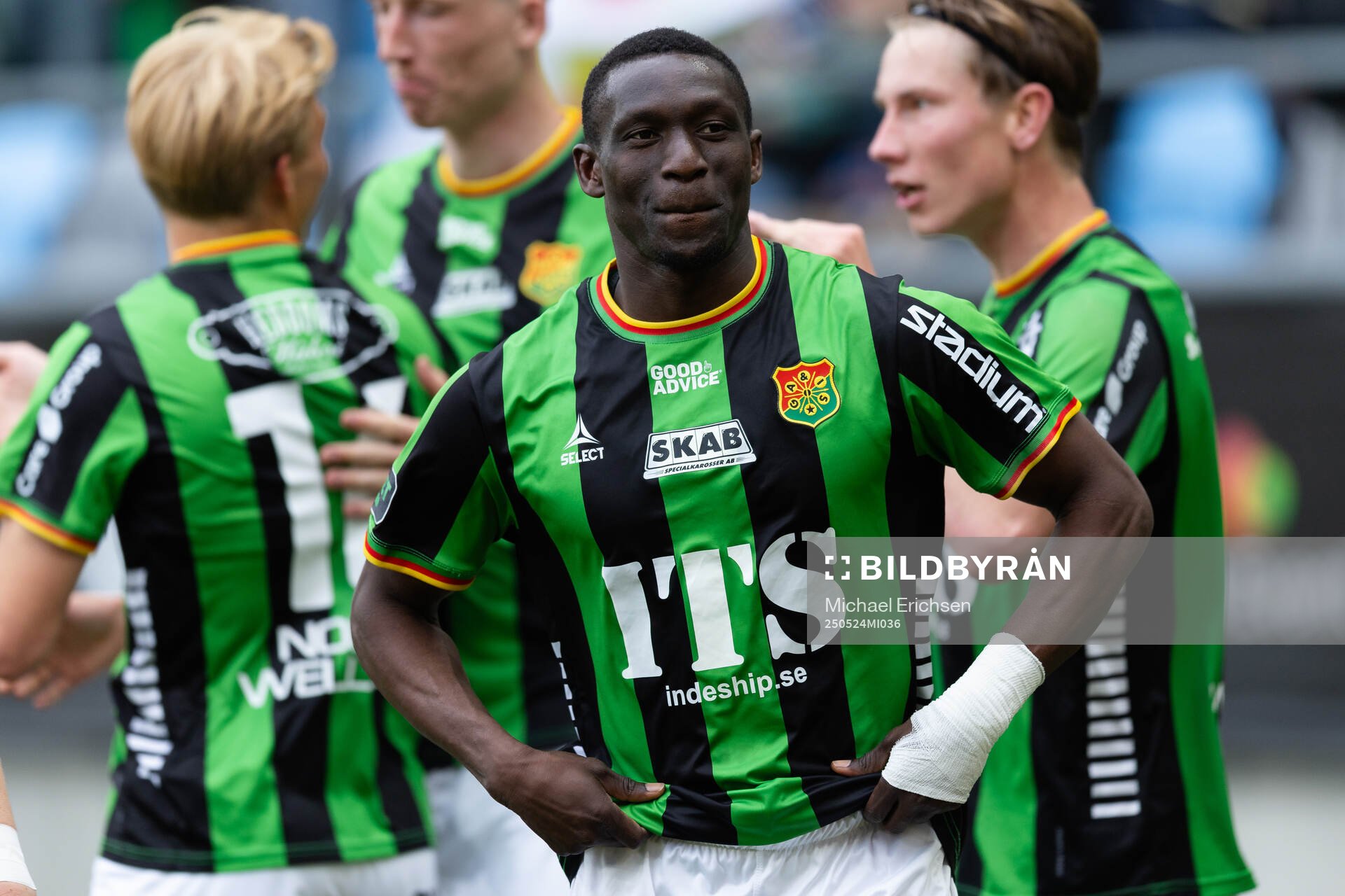 GAIS Ibrahim Diabate jublar efter 2-1 under fotbollsmatchen i Allsvenskan mellan GAIS och Sirius den 24 maj 2025 i Göteborg. 