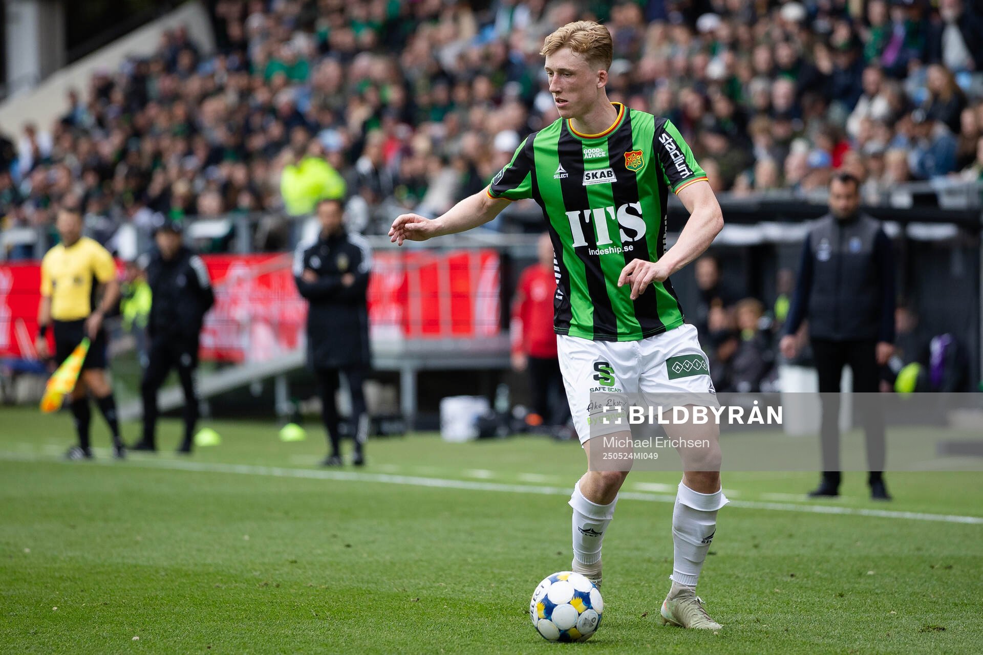 GAIS Filip Beckman under fotbollsmatchen i Allsvenskan mellan GAIS och Sirius den 24 maj 2025 i Göteborg. 