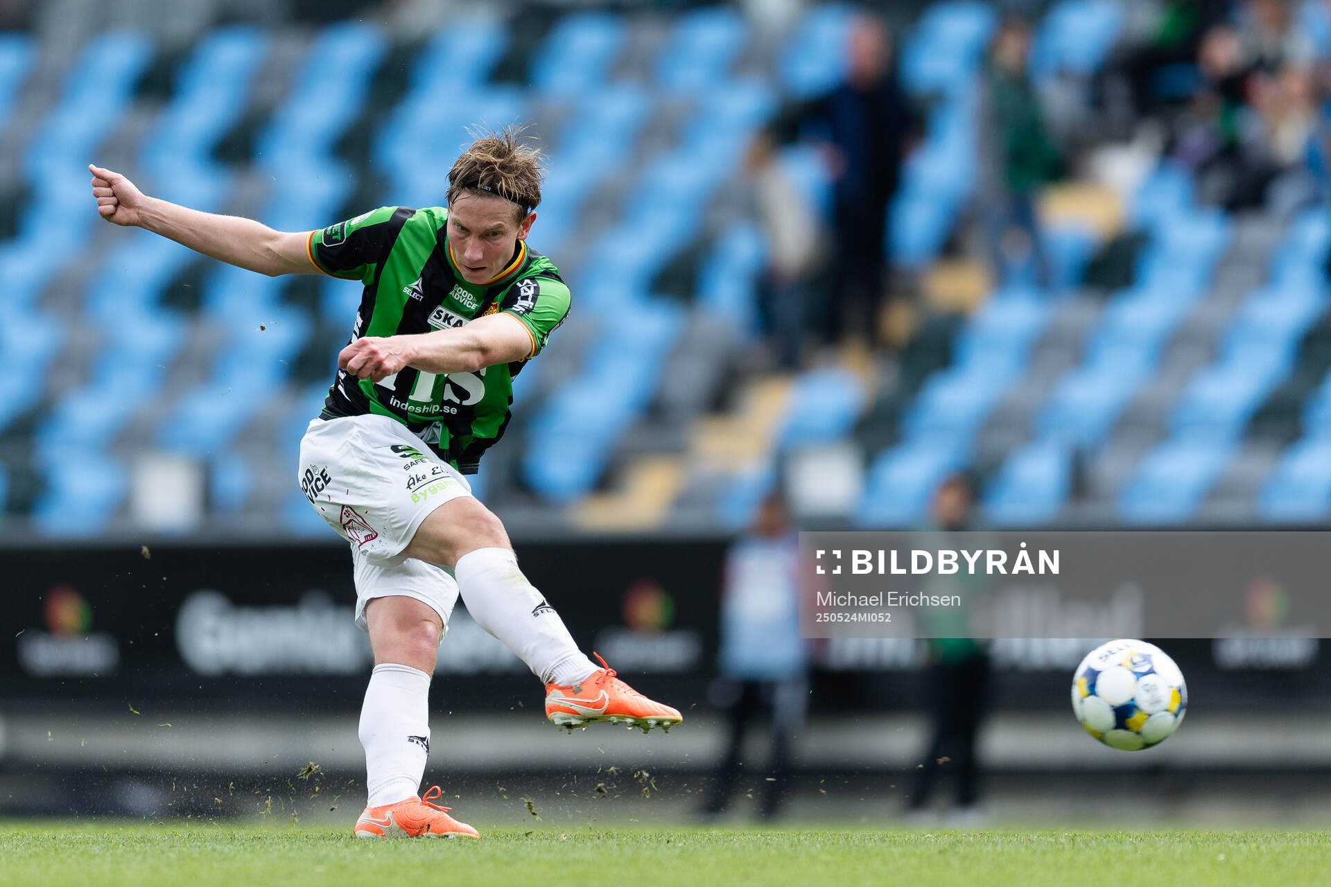 GAIS Robin Frej under fotbollsmatchen i Allsvenskan mellan GAIS och Sirius den 24 maj 2025 i Göteborg. 