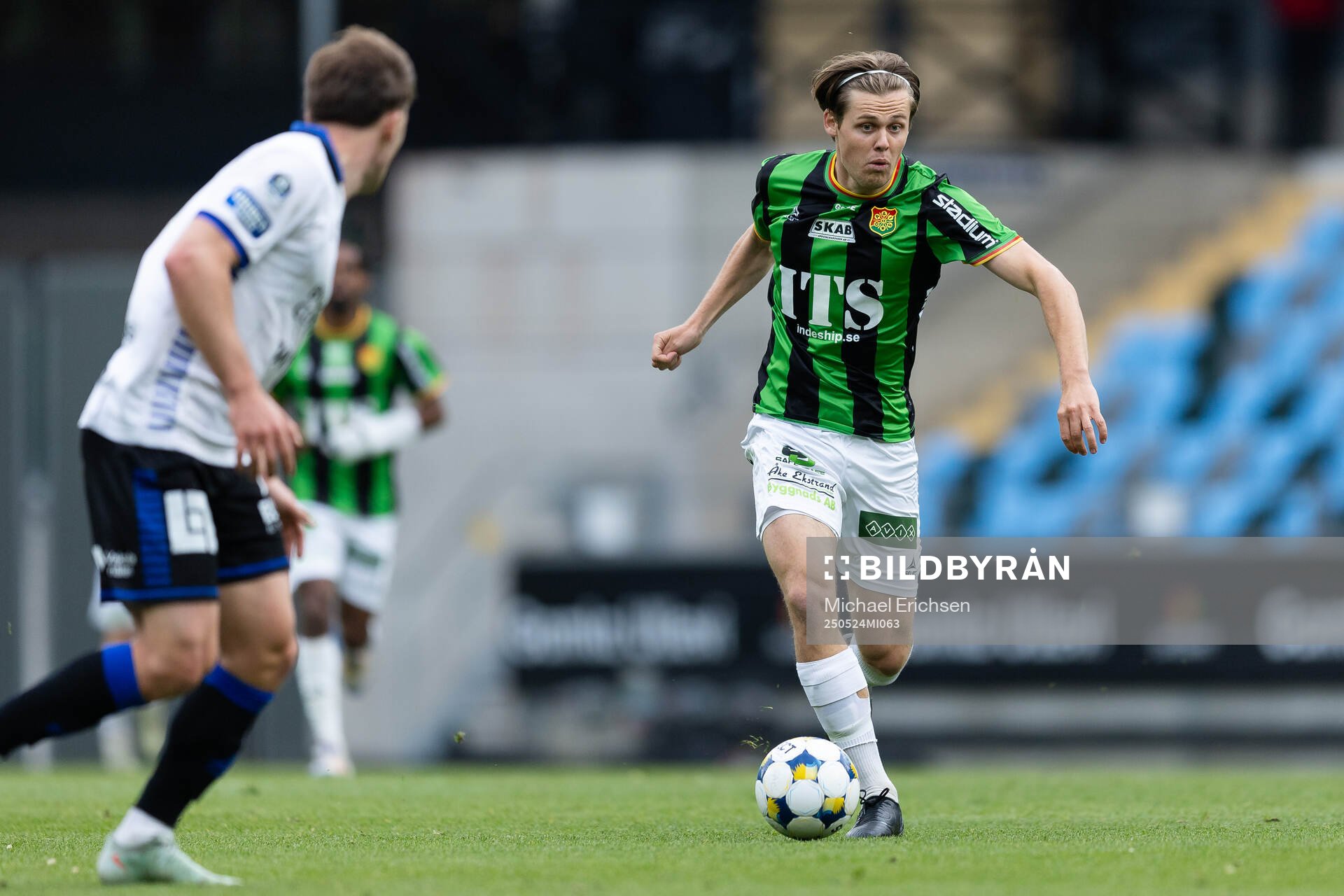 GAIS Axel Henriksson under fotbollsmatchen i Allsvenskan mellan GAIS och Sirius den 24 maj 2025 i Göteborg. 