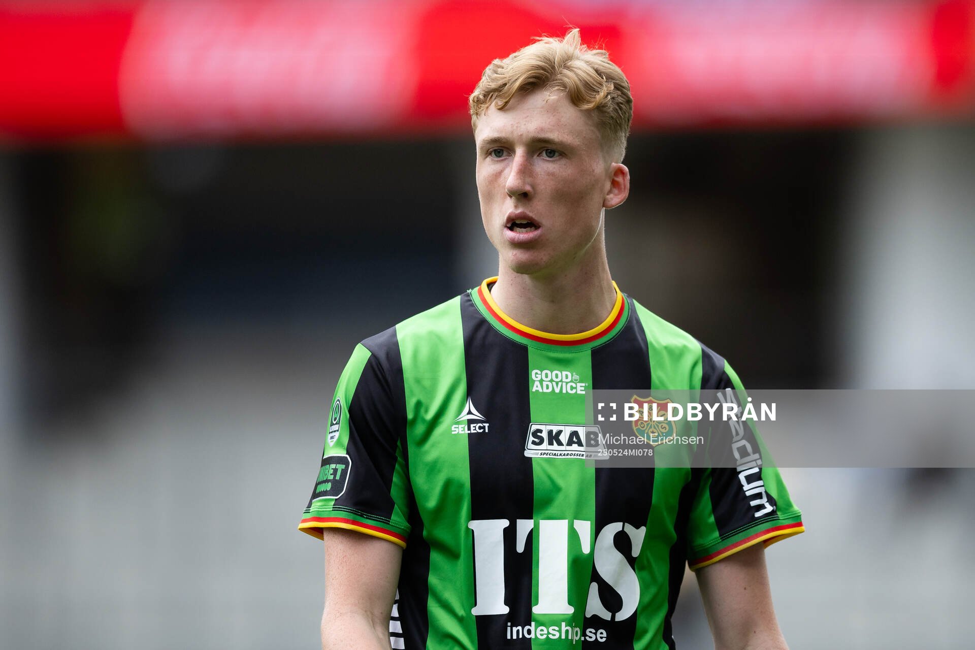 GAIS Filip Beckman under fotbollsmatchen i Allsvenskan mellan GAIS och Sirius den 24 maj 2025 i Göteborg. 