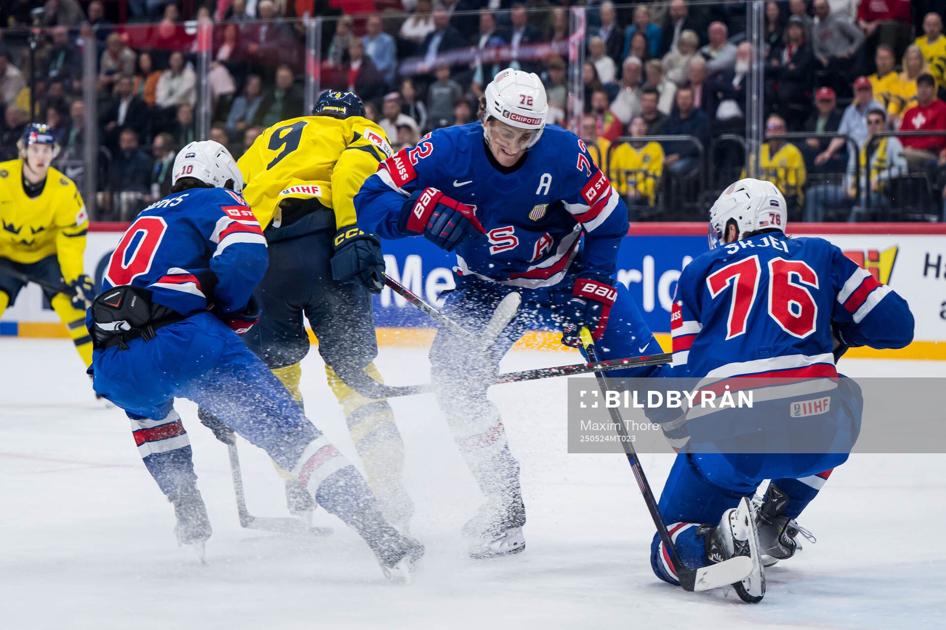 Filip Forsberg of Sweden against Tage Thompson and Brady