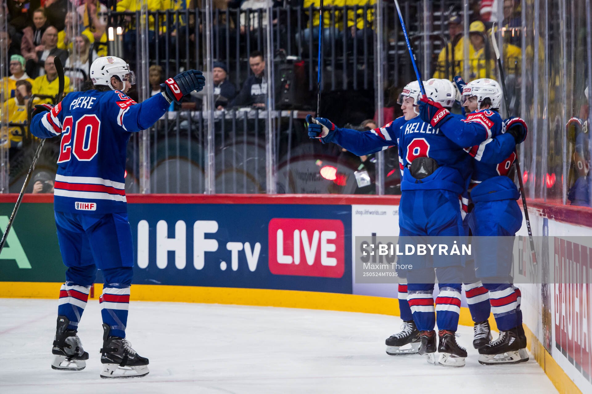 Conor Garland of USA celebrates