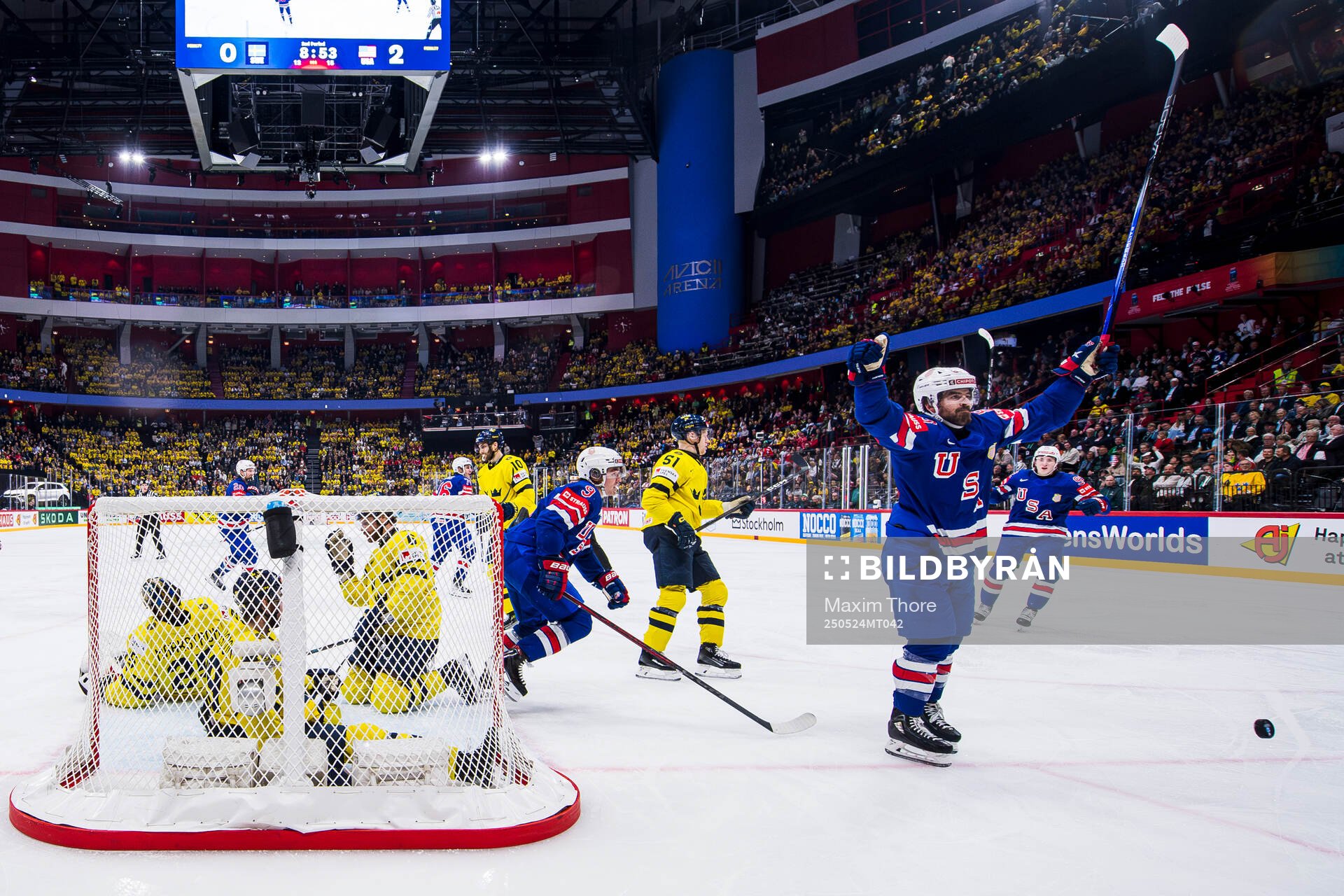 Conor Garland of USA celebrates