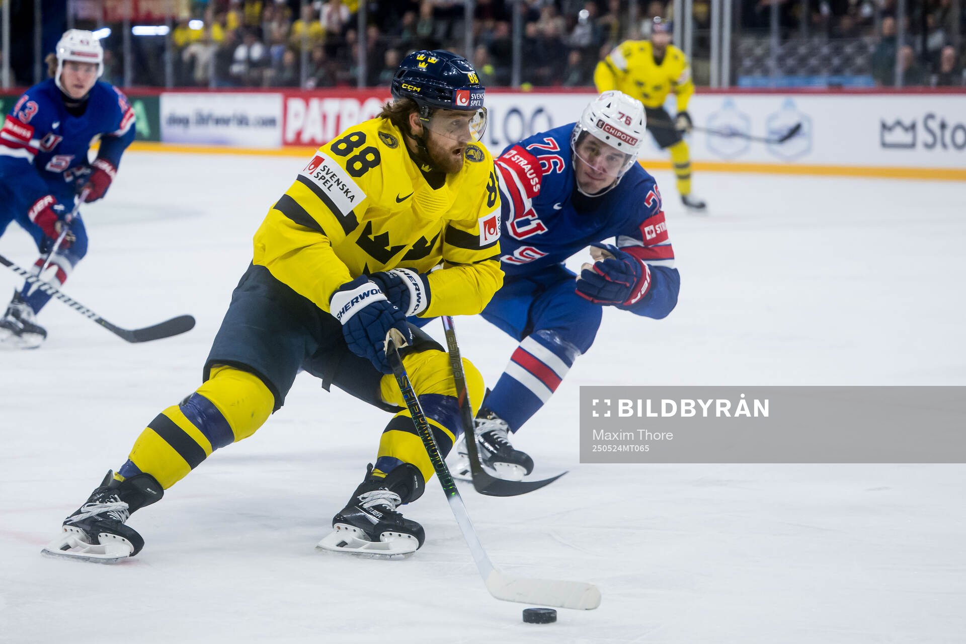 William Nylander of Sweden and Brady Skjei of USA