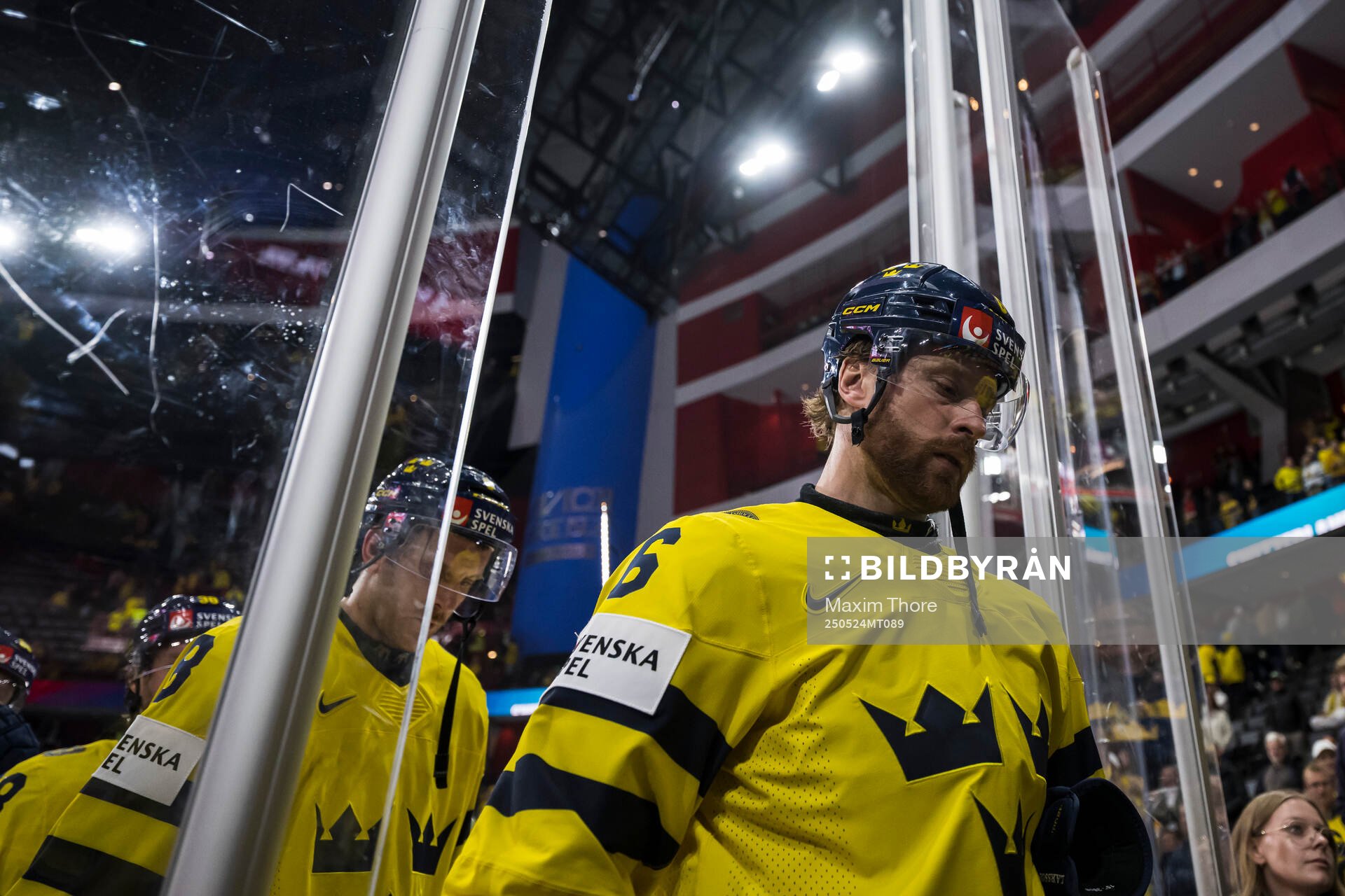 Adam Larsson of Sweden looks dejected