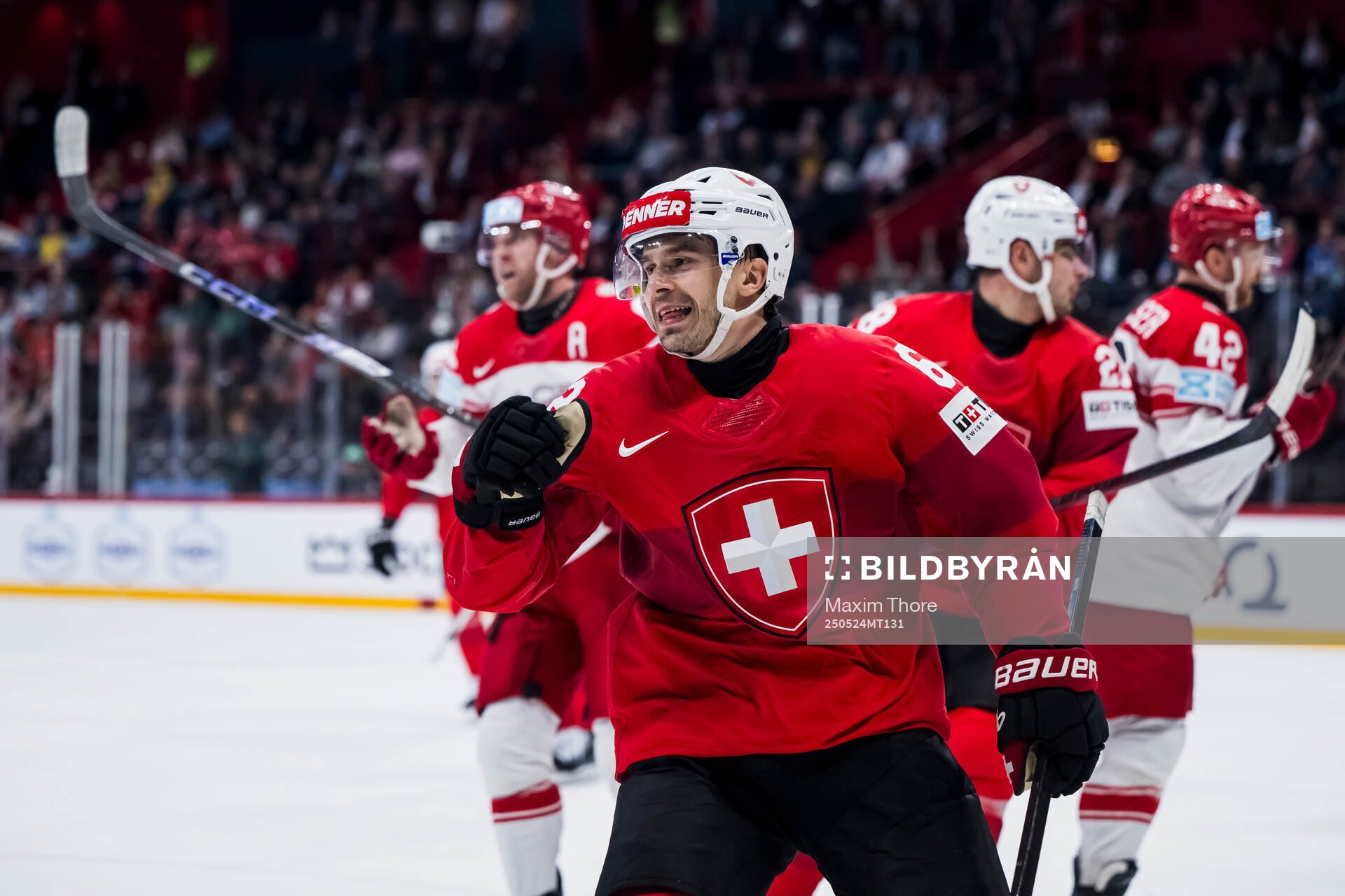 Denis Malgin of Switzerland celebrates