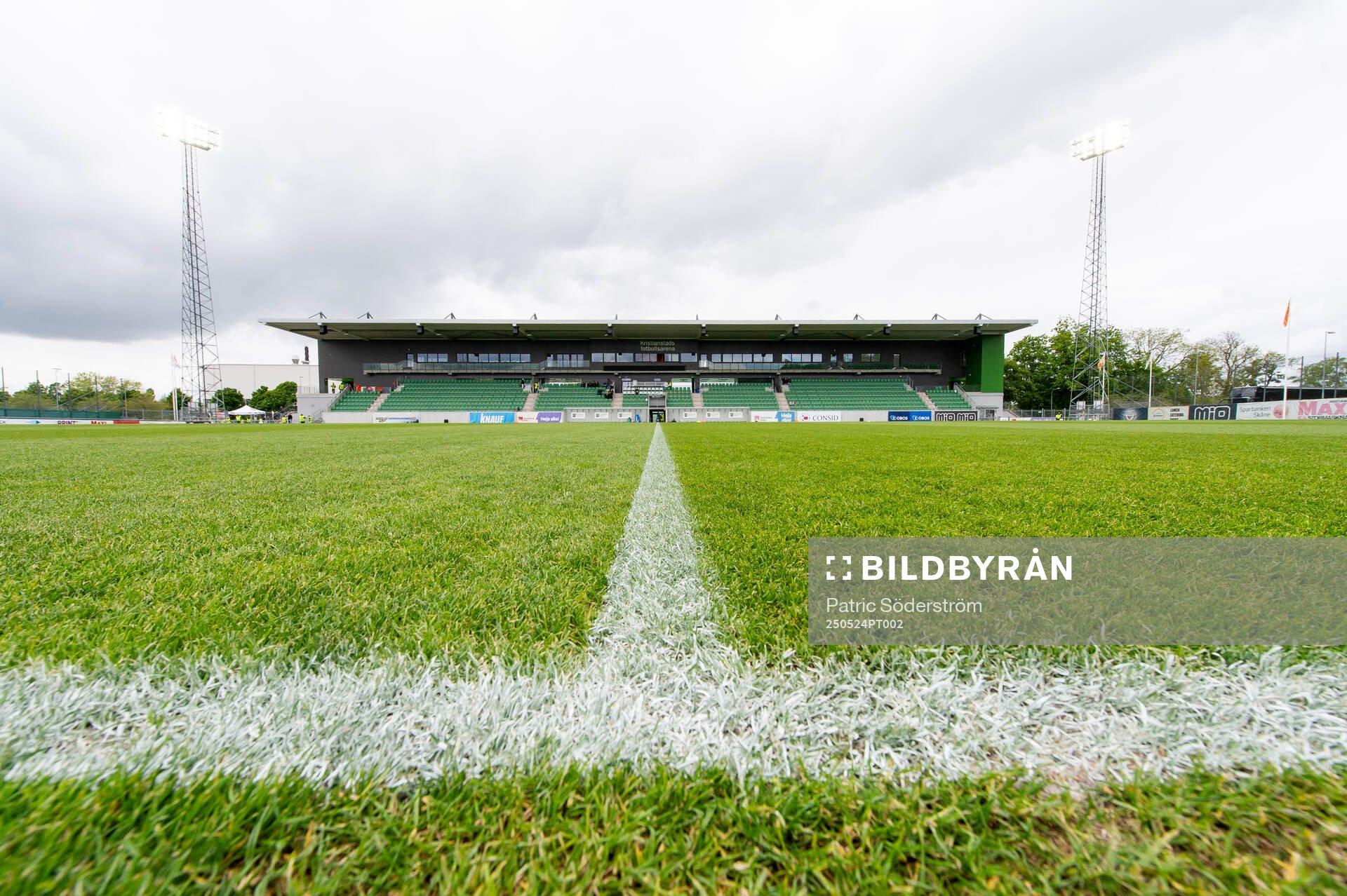 Kristianstads fotbollsarena inför fotbollsmatchen i Damallsvenskan mellan Kristianstad och Hammarby den 24 maj 2025 i Kristianstad.
