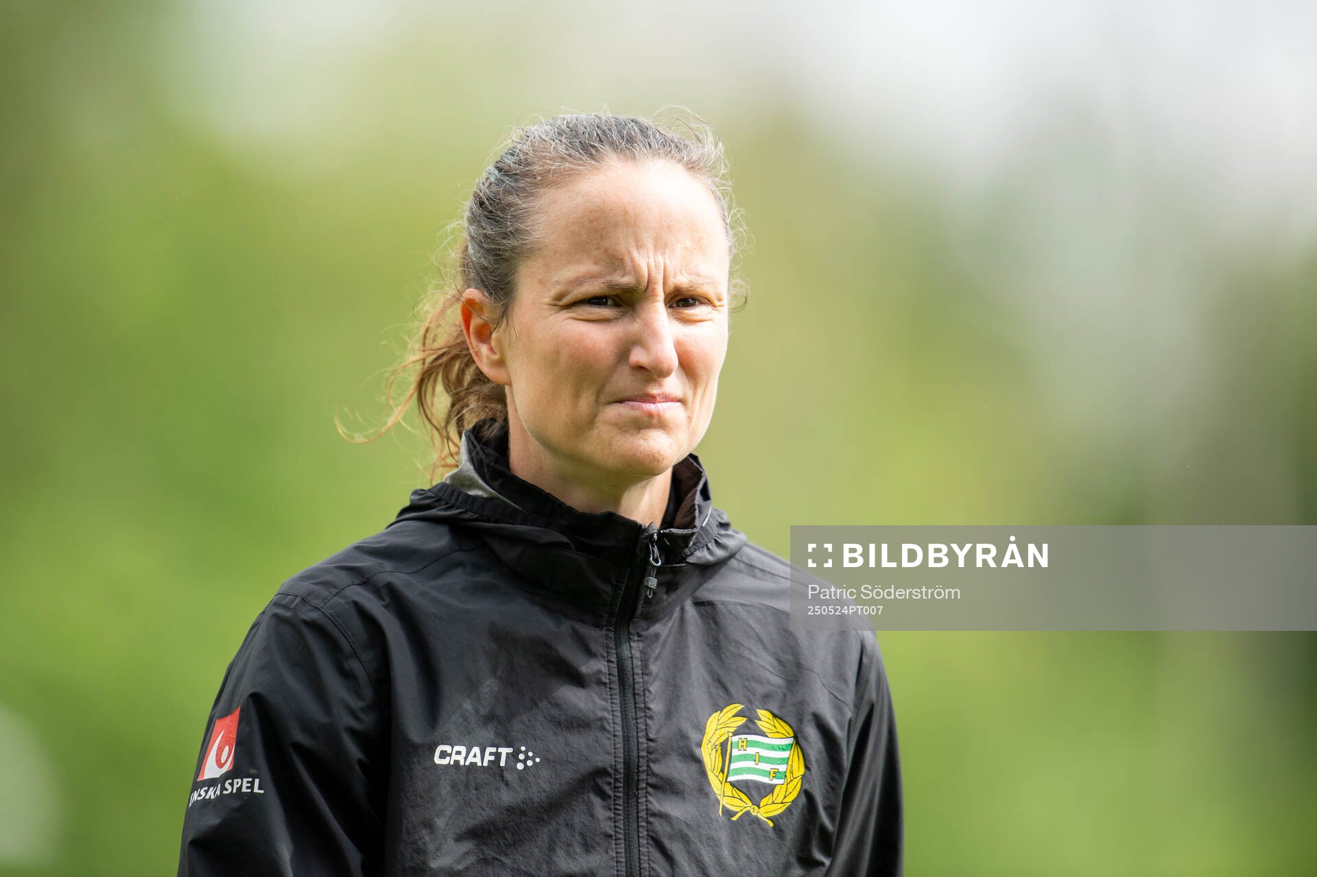 Hammarbys målvaktstränare Sofia Lundgren inför fotbollsmatchen i Damallsvenskan mellan Kristianstad och Hammarby den 24 maj 2025 i Kristianstad.