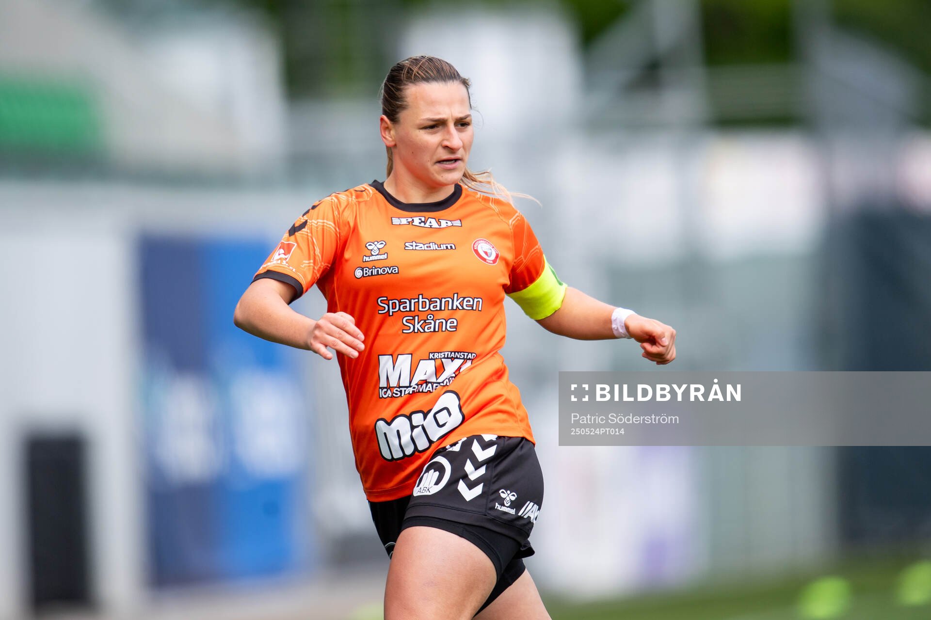 Kristianstads DFFs Emma Petrovic under fotbollsmatchen i Damallsvenskan mellan Kristianstad och Hammarby den 24 maj 2025 i Kristianstad.