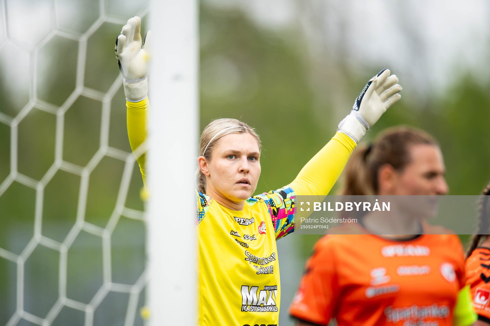 Kristianstads DFFs målvakt Moa Olsson under fotbollsmatchen i Damallsvenskan mellan Kristianstad och Hammarby den 24 maj 2025 i Kristianstad.