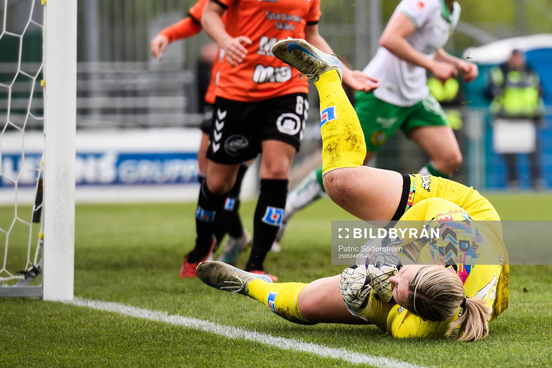 Kristianstads målvakt Moa Olsson under fotbollsmatchen i Damallsvenskan mellan Kristianstad och Hammarby den 24 maj 2025 i Kristianstad.
