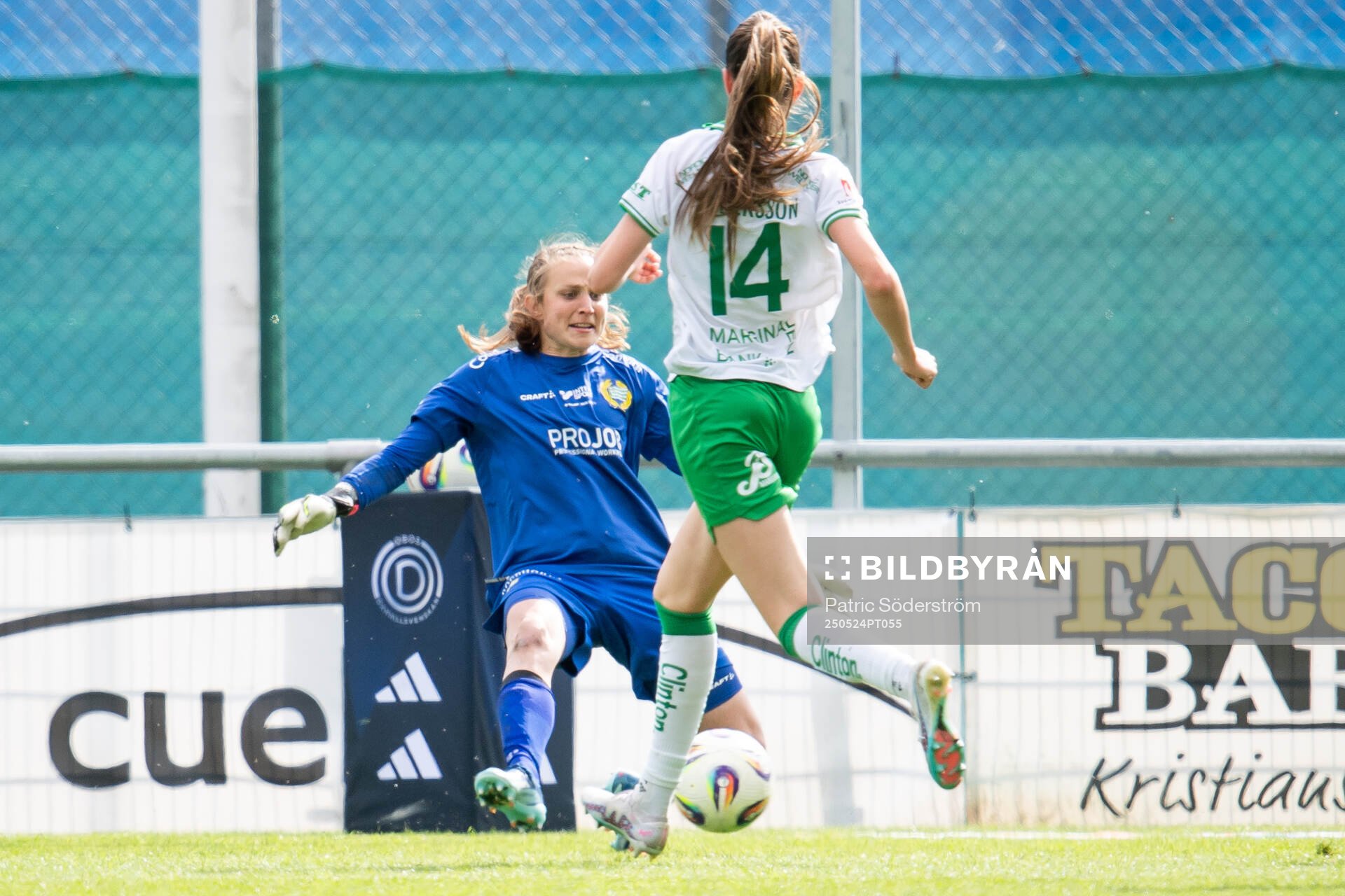 Hammarbys målvakt Anna Tamminen under fotbollsmatchen i Damallsvenskan mellan Kristianstad och Hammarby den 24 maj 2025 i Kristianstad.