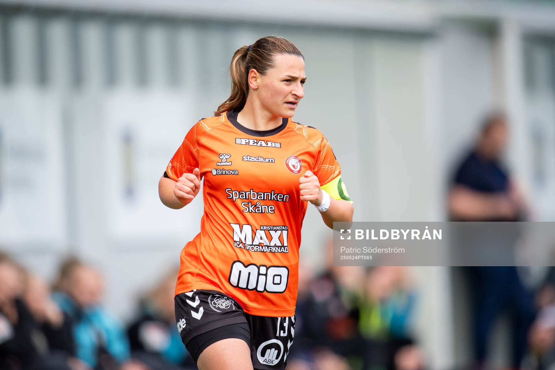 Kristianstads DFFs Emma Petrovic under fotbollsmatchen i Damallsvenskan mellan Kristianstad och Hammarby den 24 maj 2025 i Kristianstad.