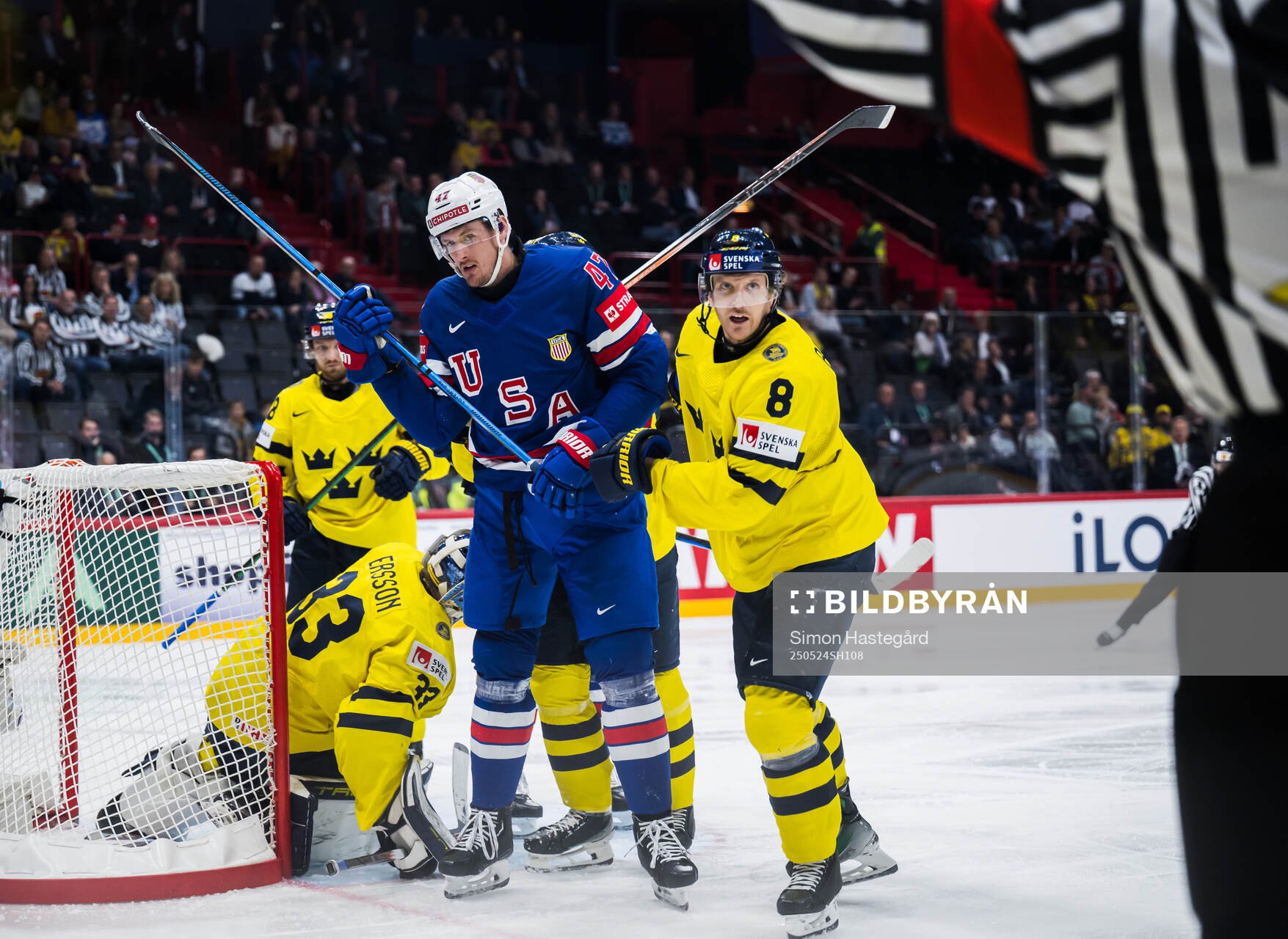 Michael McCarron of USA and Jonas Brodin of Sweden