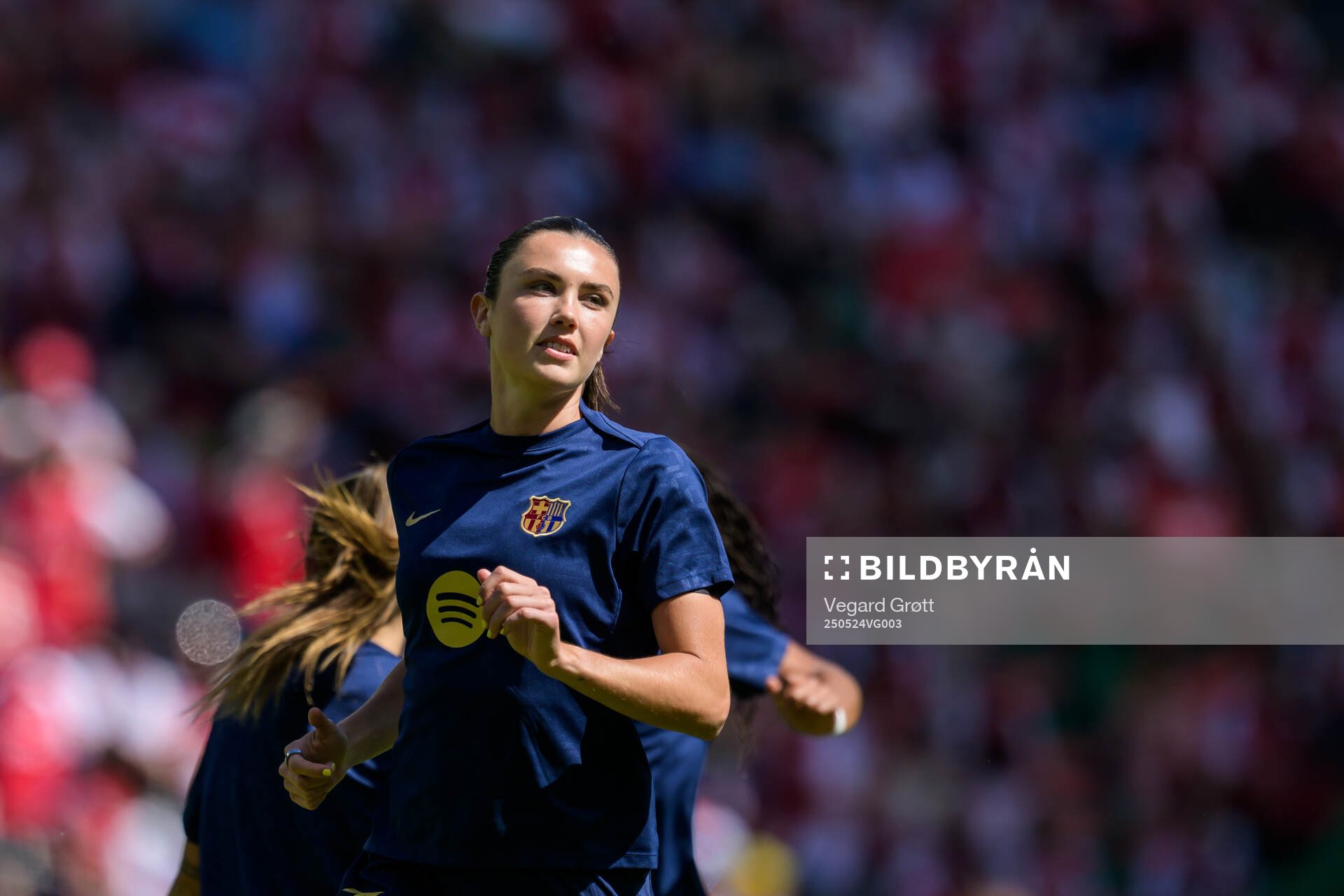 Ingrid Syrstad Engen of Barcelona ahead of the UEFA Women's Champions League final match between Arsenal and Barcelona on May 24, 2025 in Lisbon.