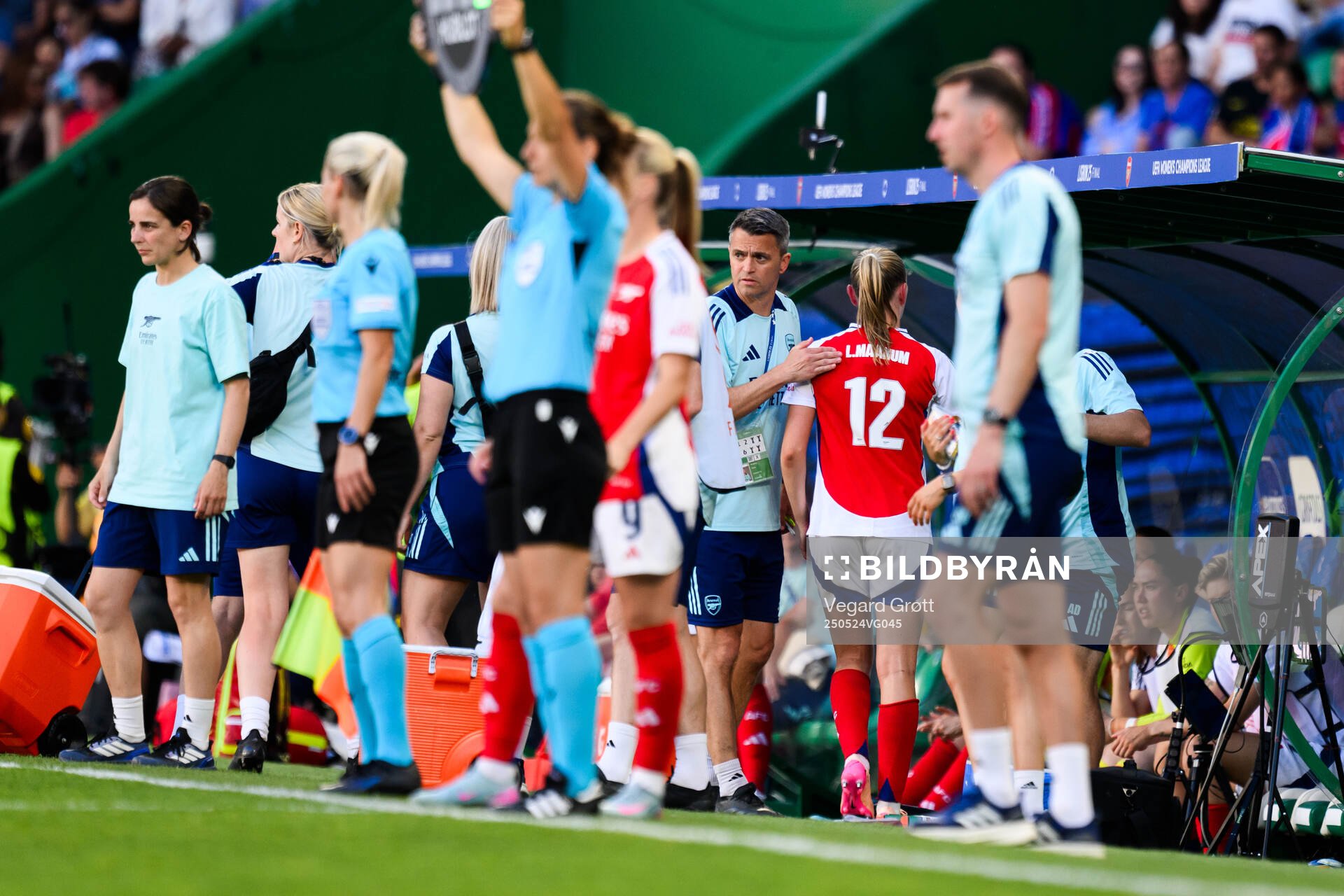 Frida Maanum of Arsenal during the UEFA Women's Champions League final match between Arsenal and Barcelona on May 24, 2025 in Lisbon.