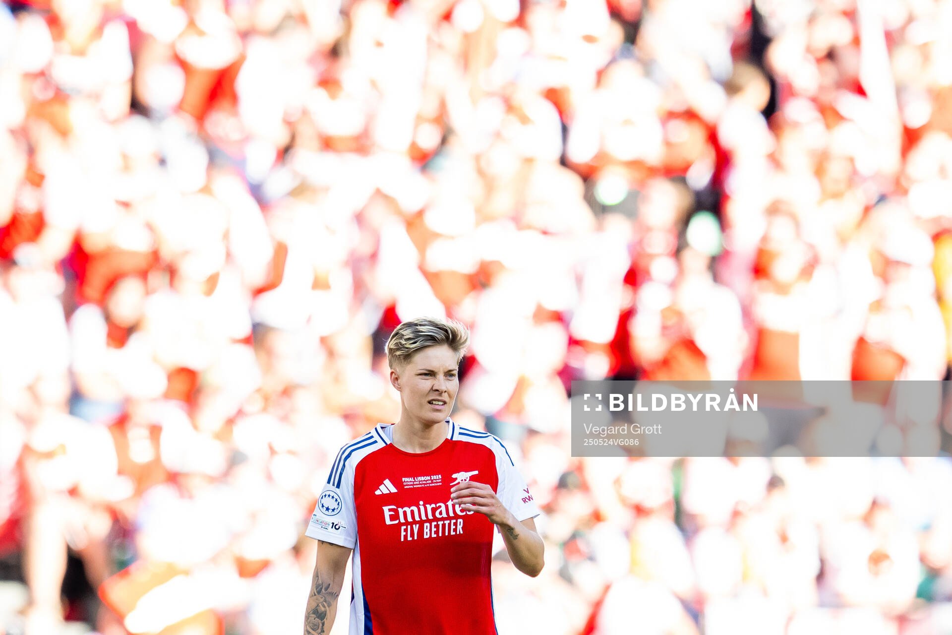 Lina Hurtig of Arsenal during the UEFA Women's Champions League final match between Arsenal and Barcelona on May 24, 2025 in Lisbon. 