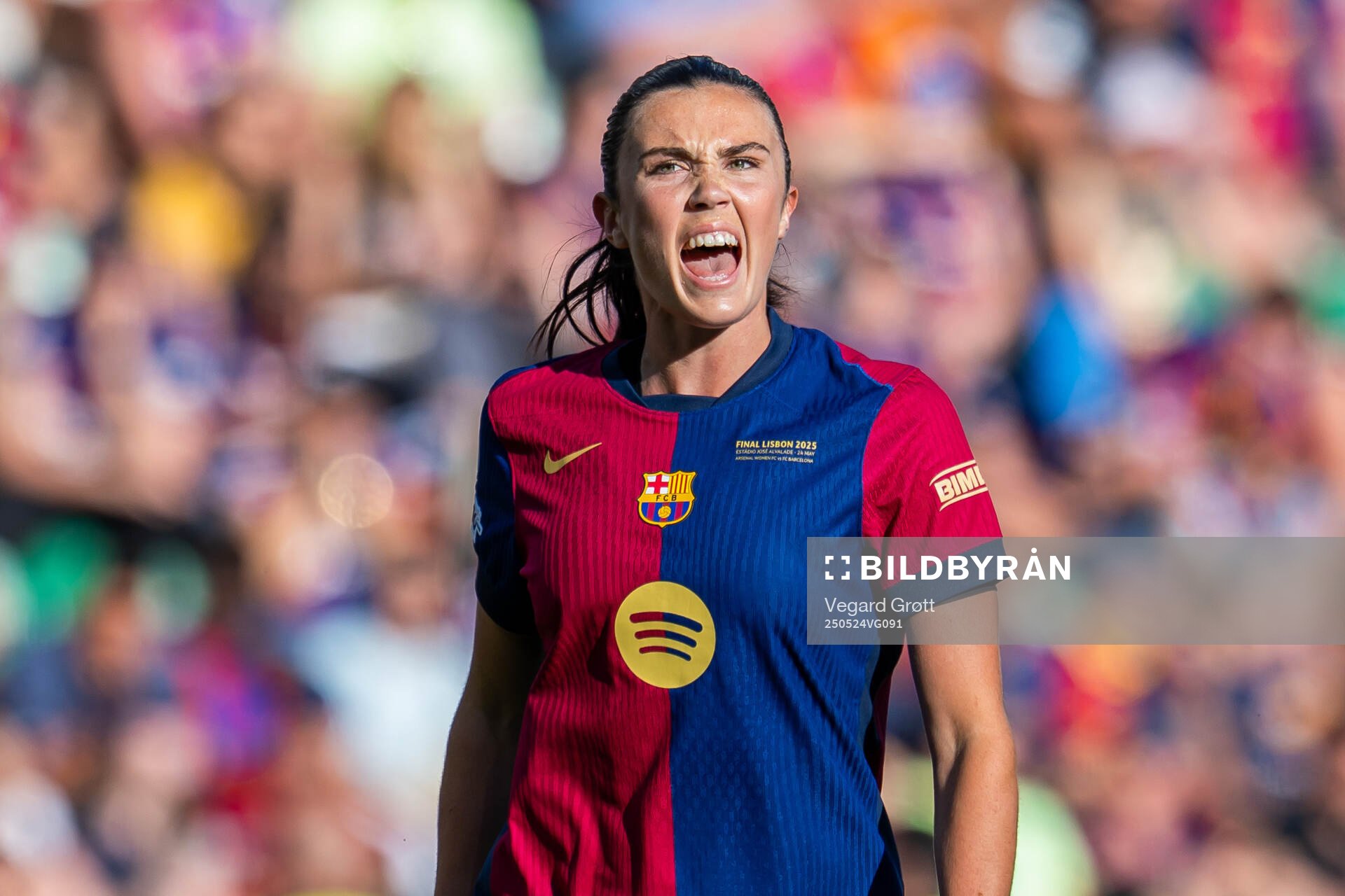 Ingrid Syrstad Engen of Barcelona during the UEFA Women's Champions League final match between Arsenal and Barcelona on May 24, 2025 in Lisbon. 