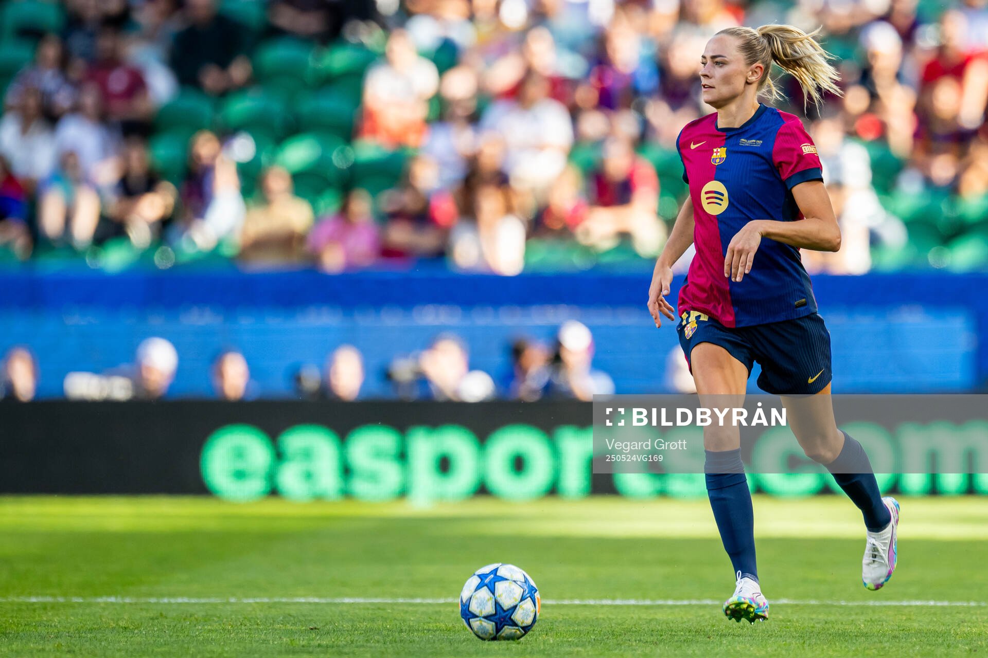 Fridolina Rolfö of Barcelona during the UEFA Women's Champions League final match between Arsenal and Barcelona on May 24, 2025 in Lisbon.