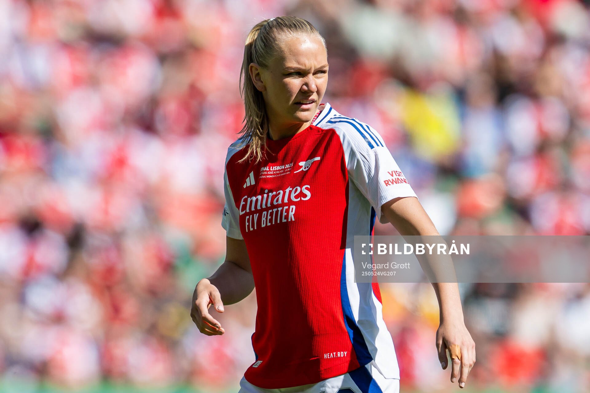 Frida Maanum of Arsenal during the UEFA Women's Champions League final match between Arsenal and Barcelona on May 24, 2025 in Lisbon.