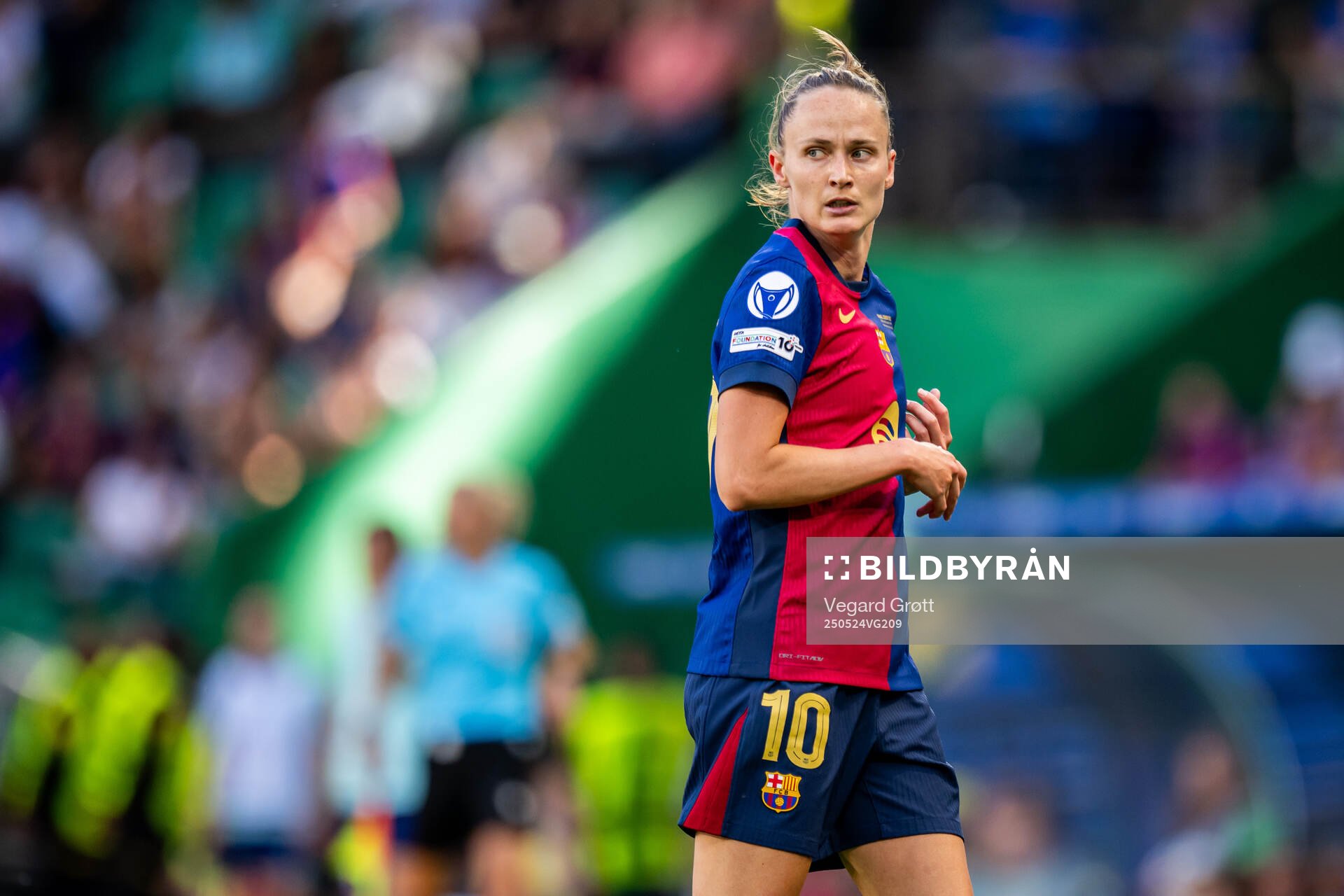 Caroline Graham Hansen of Barcelona during the UEFA Women's Champions League final match between Arsenal and Barcelona on May 24, 2025 in Lisbon.