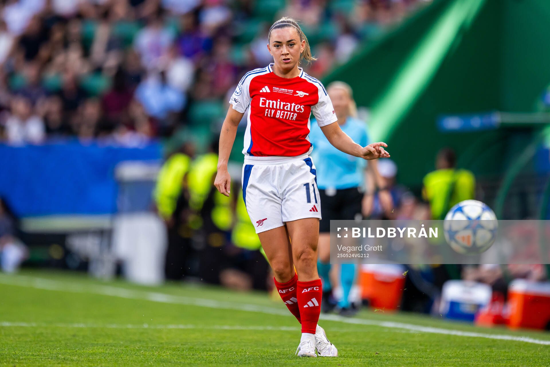 Katie McCabe of Arsenal during the UEFA Women's Champions League final match between Arsenal and Barcelona on May 24, 2025 in Lisbon.