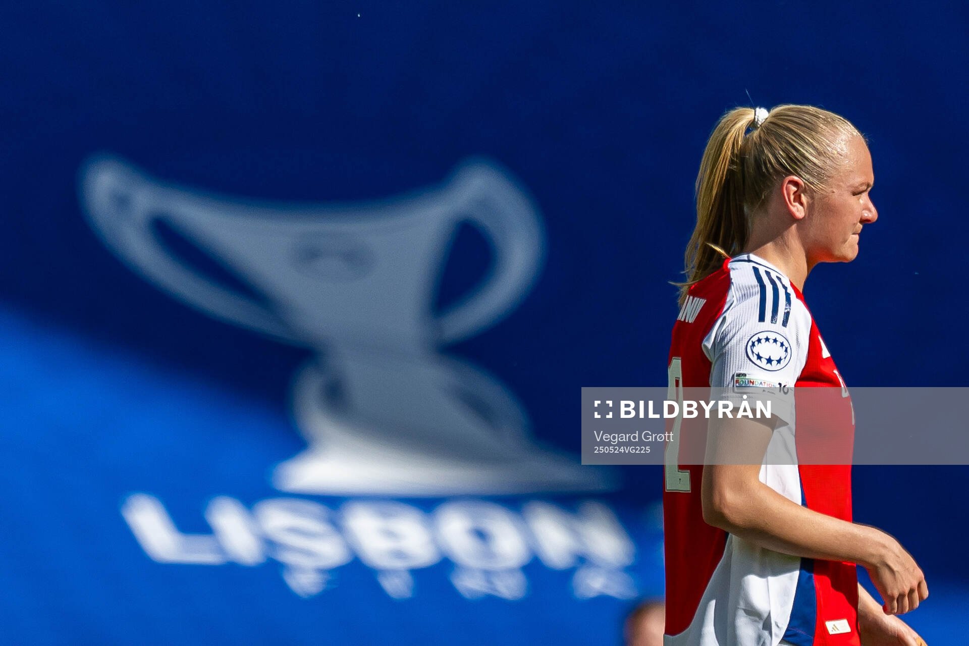 Frida Maanum of Arsenal during the UEFA Women's Champions League final match between Arsenal and Barcelona on May 24, 2025 in Lisbon.