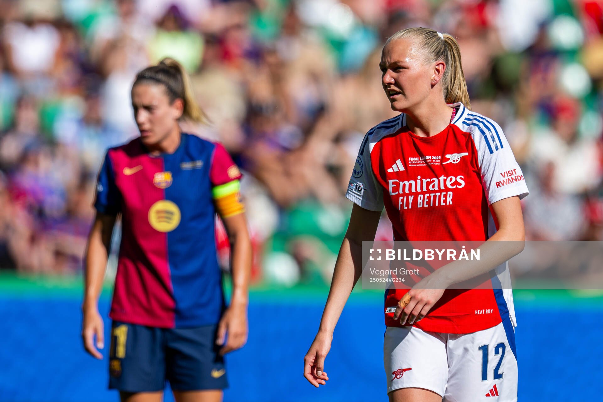 Frida Maanum of Arsenal during the UEFA Women's Champions League final match between Arsenal and Barcelona on May 24, 2025 in Lisbon.