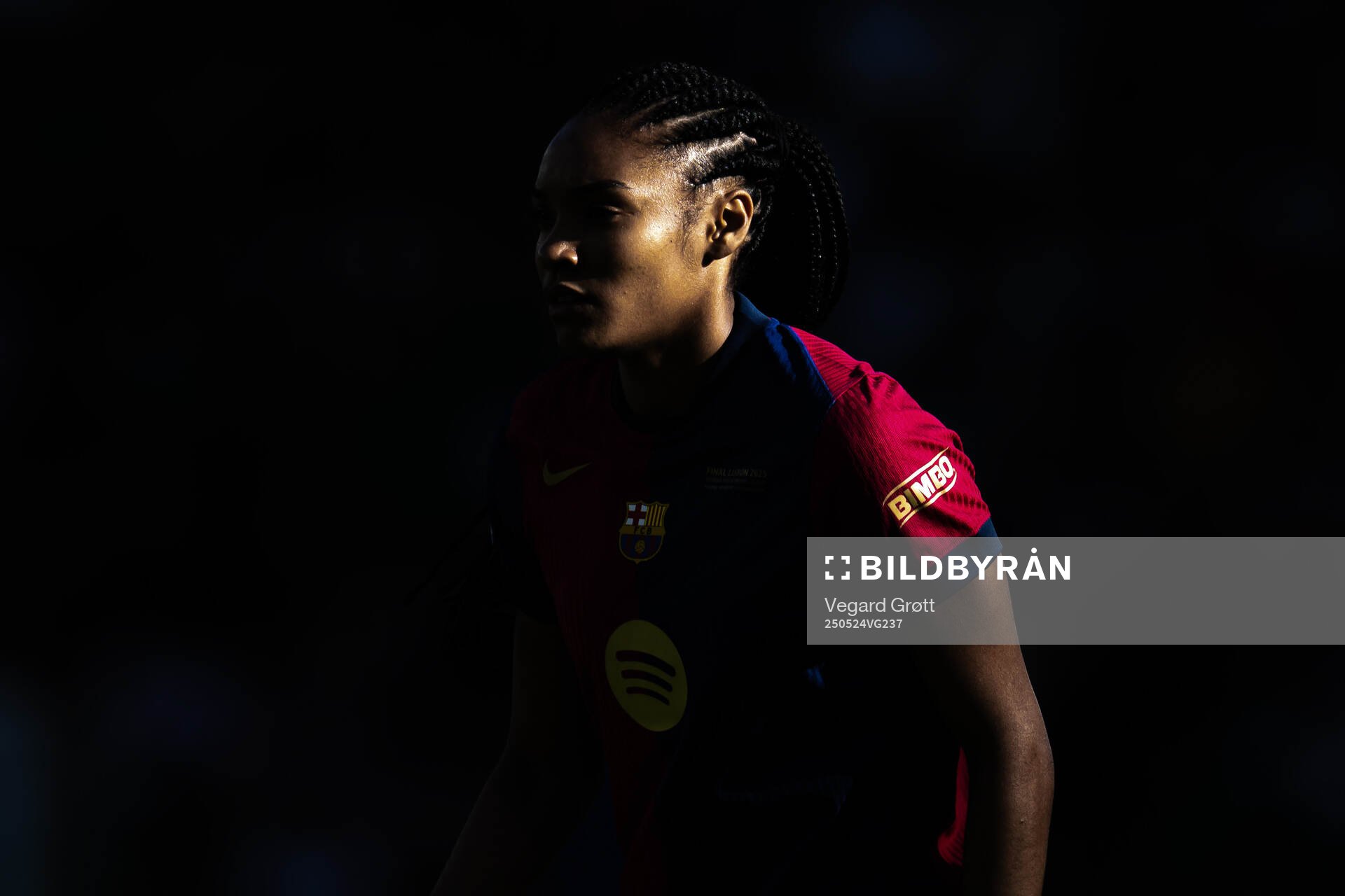 Salma Paralluelo of Barcelona during the UEFA Women's Champions League final match between Arsenal and Barcelona on May 24, 2025 in Lisbon.
