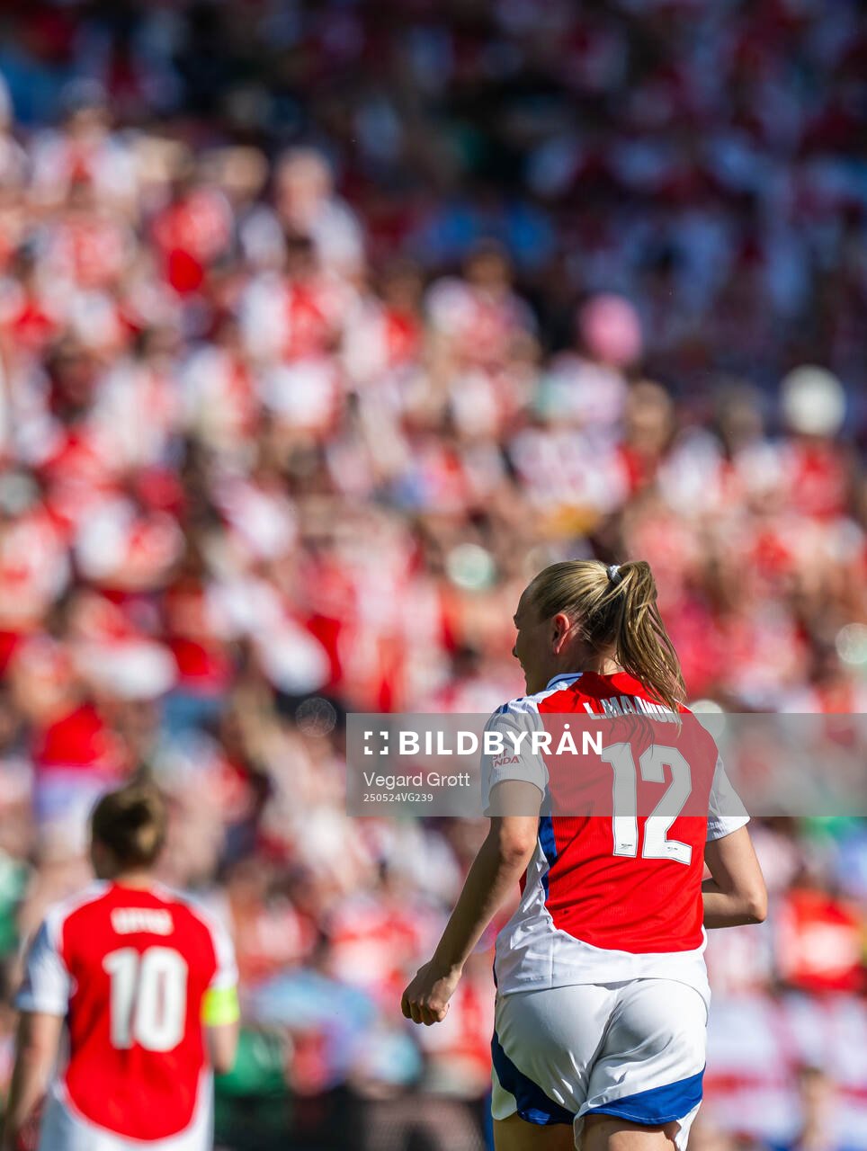 Frida Maanum of Arsenal during the UEFA Women's Champions League final match between Arsenal and Barcelona on May 24, 2025 in Lisbon.