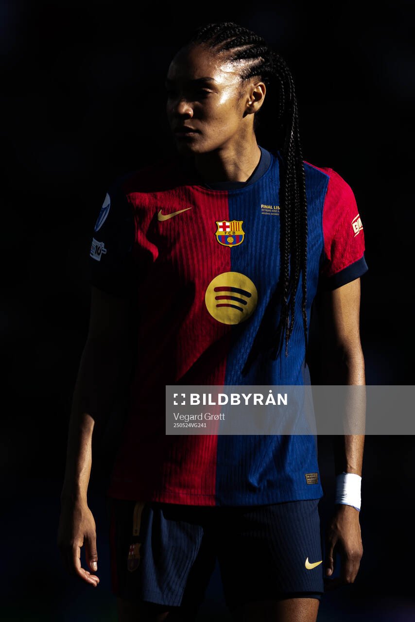 Salma Paralluelo of Barcelona during the UEFA Women's Champions League final match between Arsenal and Barcelona on May 24, 2025 in Lisbon.