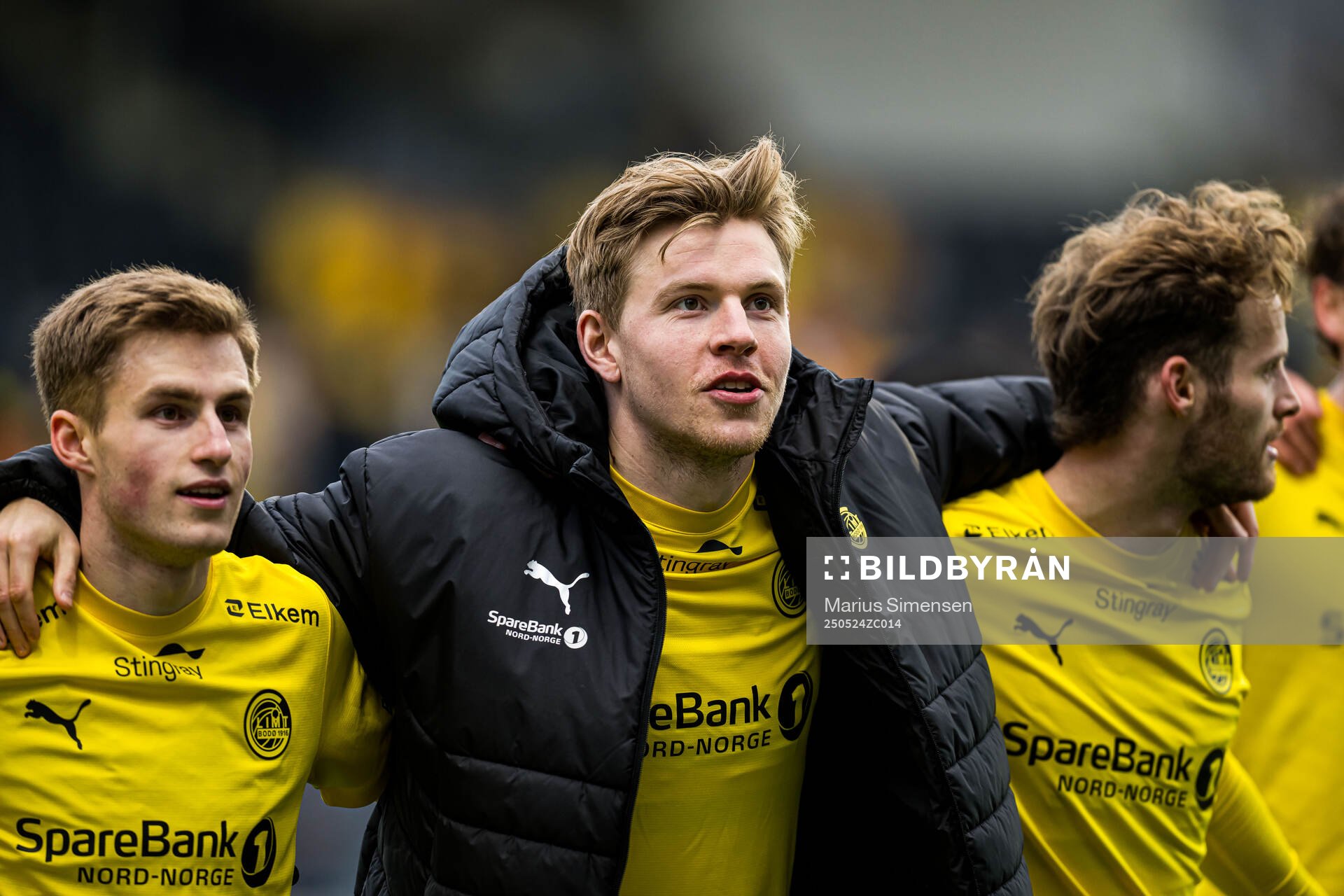 Fredrik Sjøvold and Jens Petter Hauge of Bodø/Glimt after the Eliteserien match between Bodø/Glimt and Rosenborg on May 24, 2025 in Bodø.