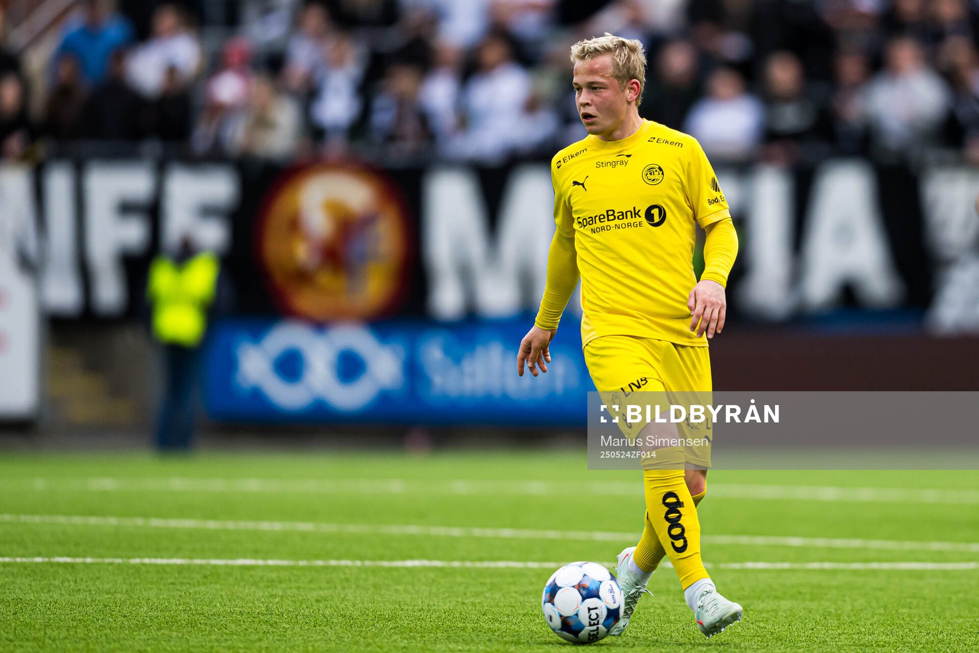 Sondre Auklend of Bodø/Glimt during the Eliteserien match between Bodø/Glimt and Rosenborg on May 24, 2025 in Bodø.