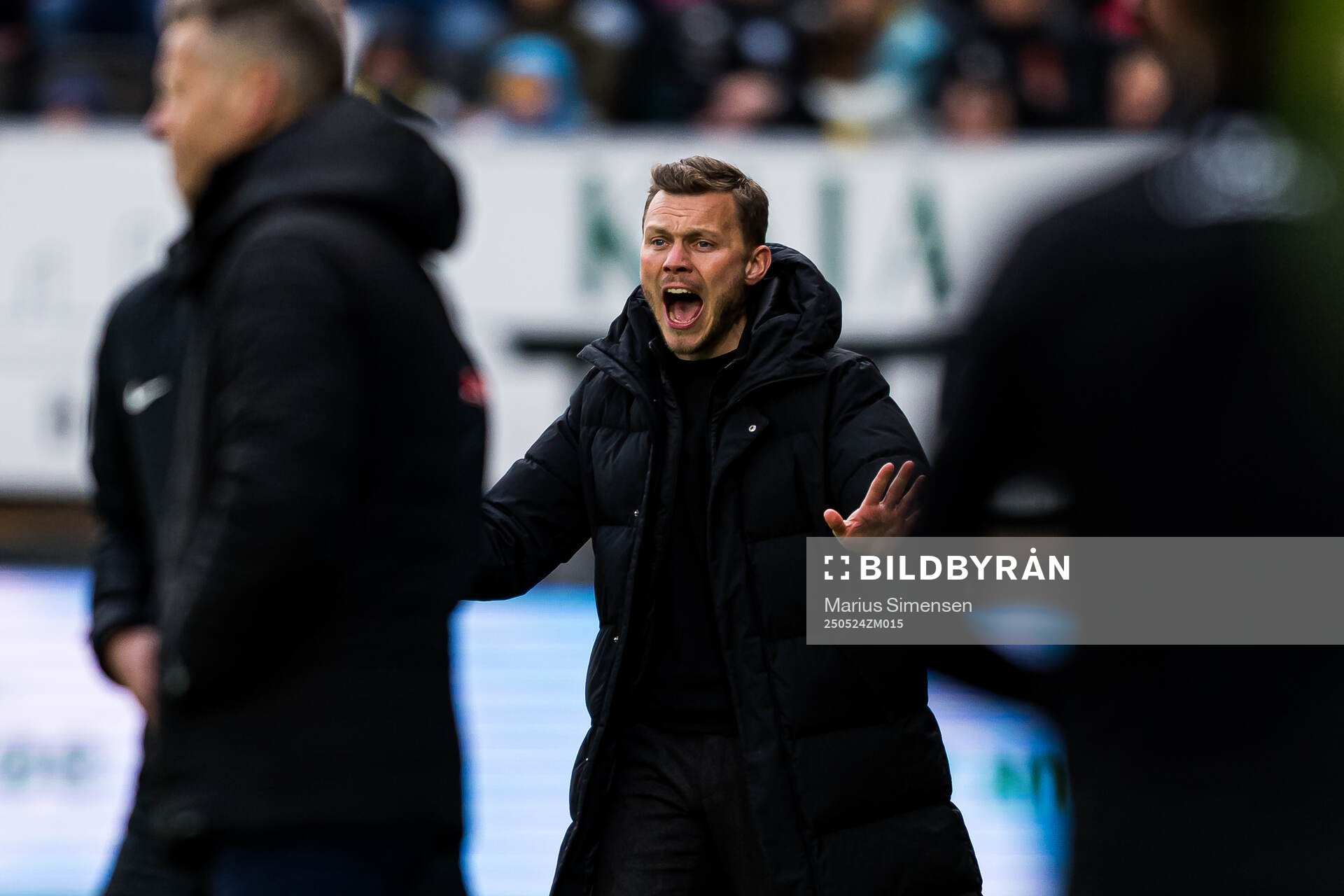 Alfred Johansson, head coach of Rosenborg, during the Eliteserien match between Bodø/Glimt and Rosenborg on May 24, 2025 in Bodø.