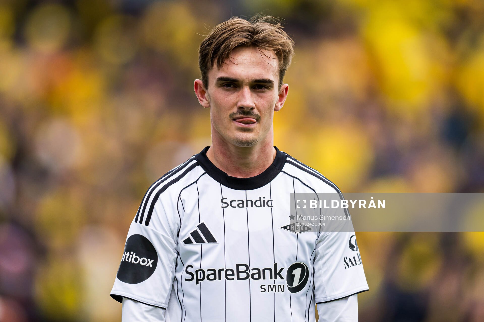 Marius Sivertsen Broholm of Rosenborg during the Eliteserien match between Bodø/Glimt and Rosenborg on May 24, 2025 in Bodø.