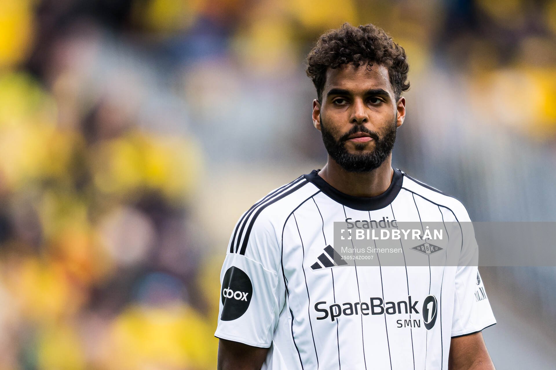 Emil Konradsen Ceide of Rosenborg during the Eliteserien match between Bodø/Glimt and Rosenborg on May 24, 2025 in Bodø.